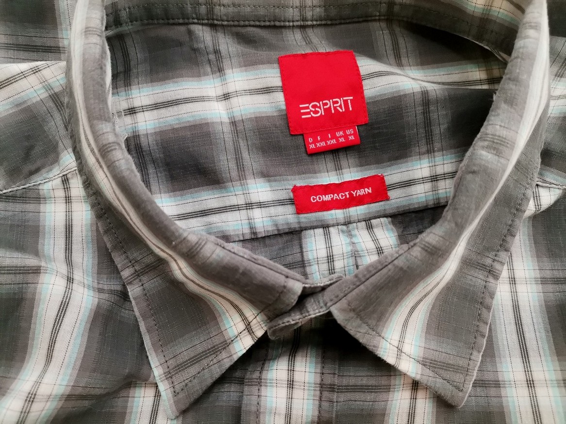 IMG_20210326_093343.jpg Esprit Rozmiar XL Kolor Szary Krata Kołnierz Męska Koszula Casual Długi rękaw Materiał Bawełna 100%