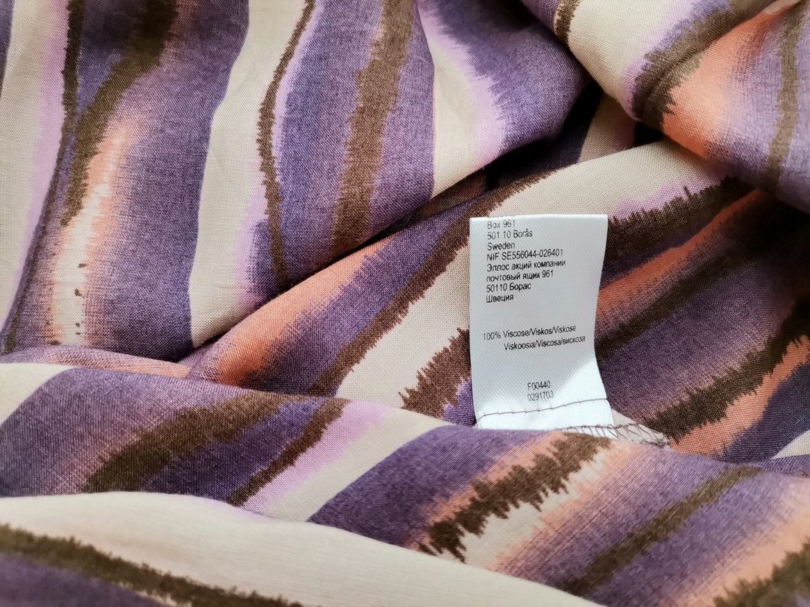 SARA KELLY Rozmiar 50 Kolor Fioletowy Pasy Dekolt U Tunika Bluzka Rękaw 3/4 Materiał Wiskoza 100%