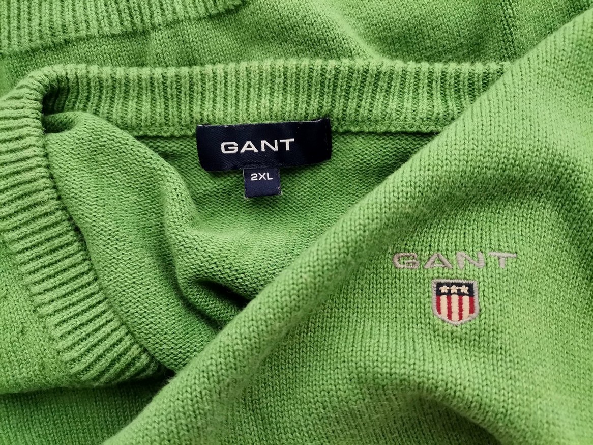 Gant Rozmiar 2XL Kolor Zielony Męski Sweter Długi rękaw Materiał Bawełna 100%