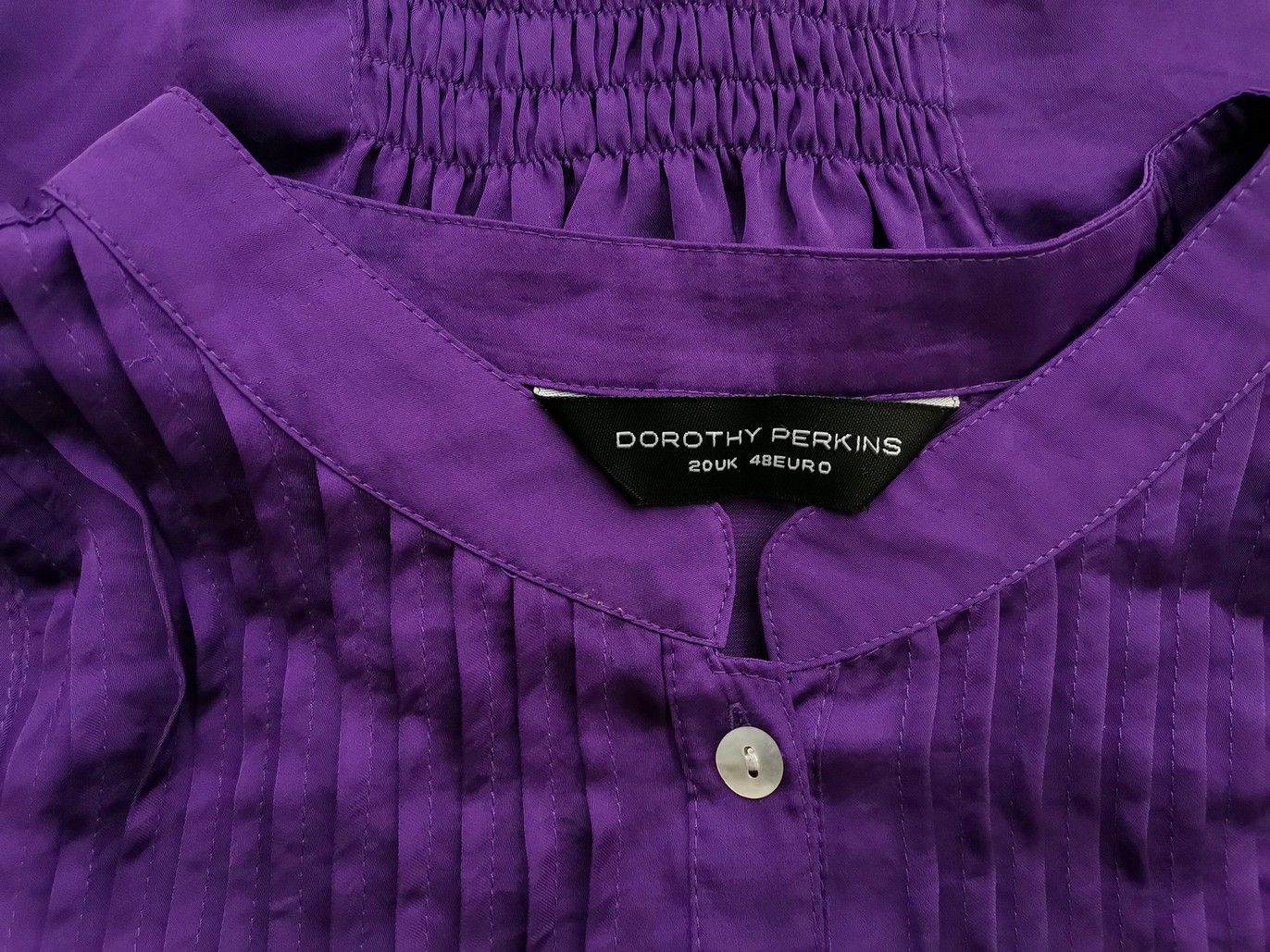 Dorothy perkins Rozmiar 20 (48) Kolor Fioletowy Kołnierz Tunika Popover Bluzka Rękaw 3/4 Dorothy perkins Rozmiar 20 (48) Kolor Fioletowy Kołnierz Tunika Popover Bluzka Rękaw 3/4