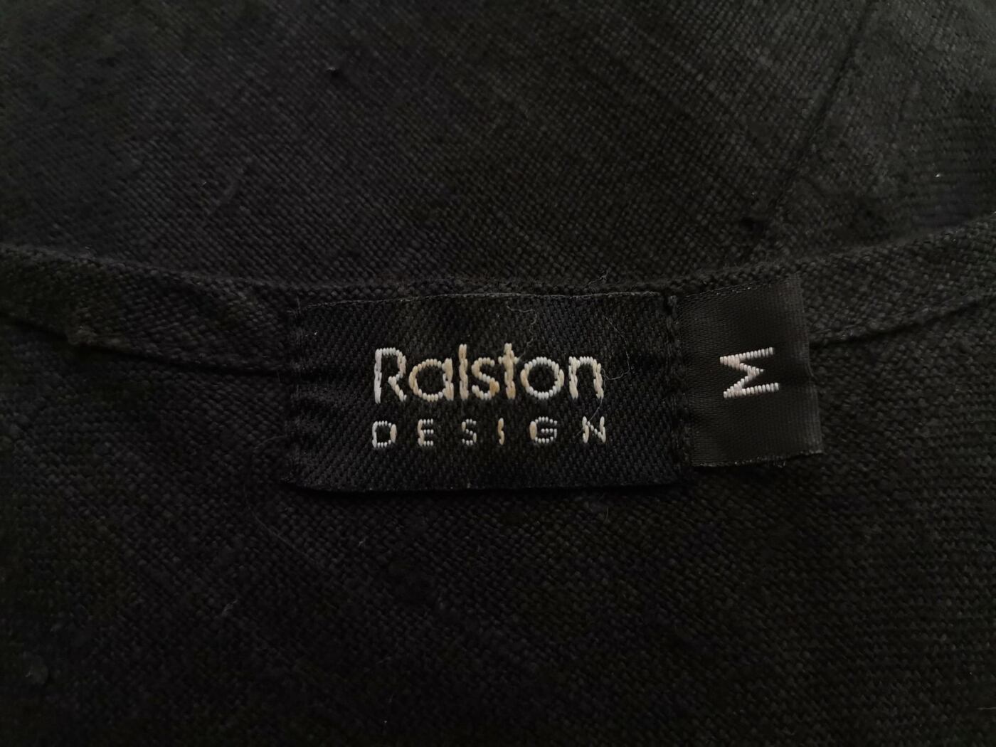 Ralston Rozmiar M Kolor Czarny Okrągły dekolt Sukienka Maxi Bezrękawnik Długa Materiał Len 100%