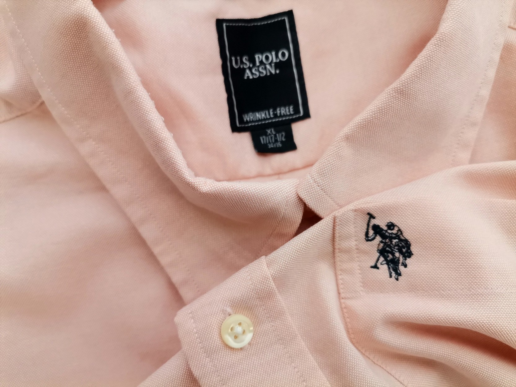 U.S. Polo ASSN Rozmiar XL Kolor Pudrowy Róż Kołnierz Męska Koszula Casual Długi rękaw Materiał Bawełna
