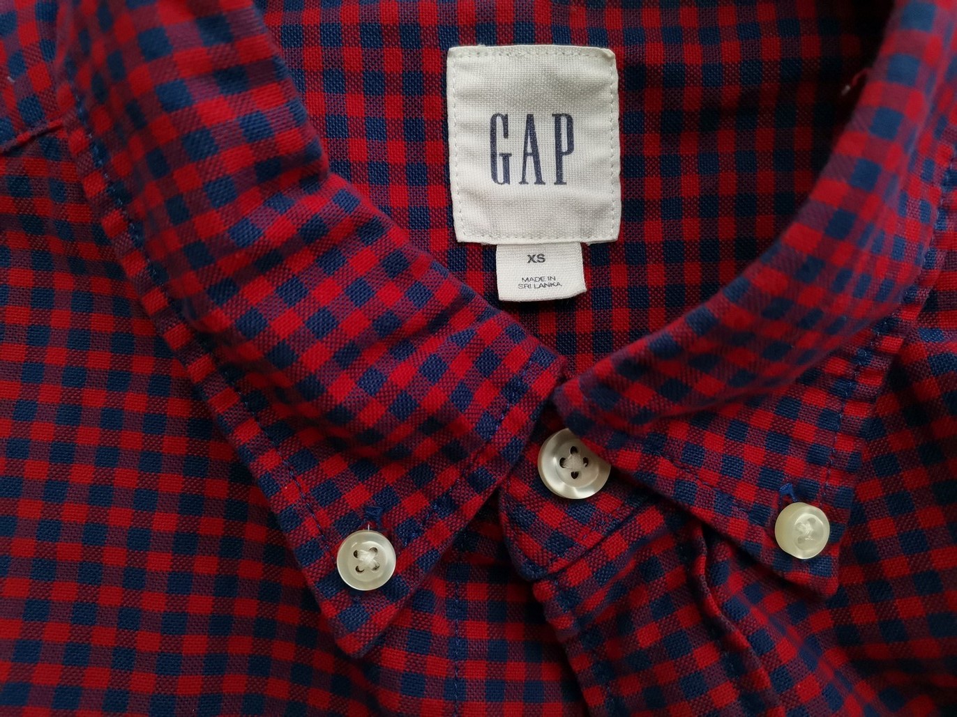 IMG_20210330_142012.jpg Gap Rozmiar XS Kolor Czerwony Krata Kołnierz Męska Koszula Casual Długi rękaw Materiał Bawełna 100%
