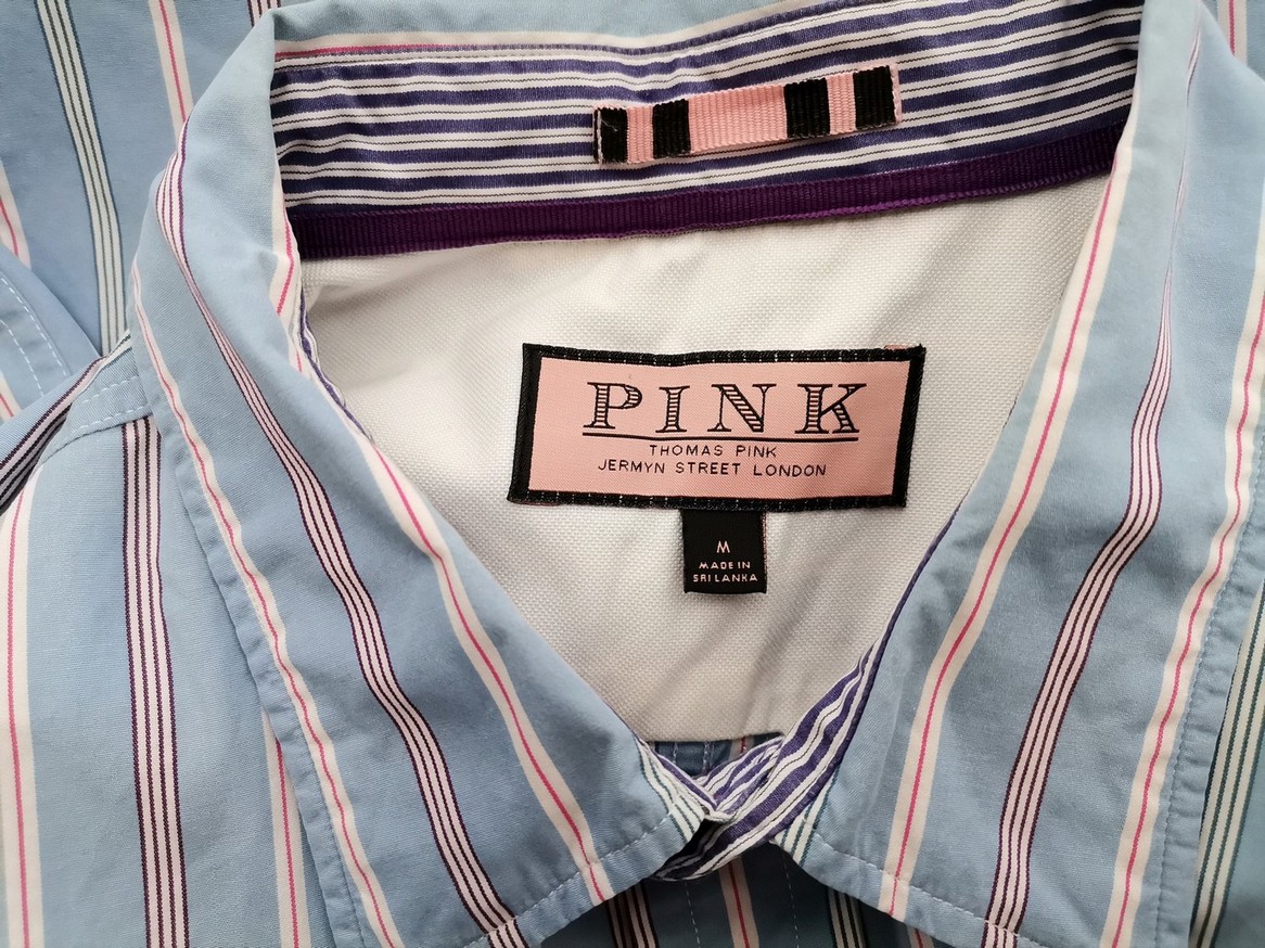 IMG_20210330_144509.jpg Pink Thomas Pink Rozmiar M Kolor Niebieski Pasy Kołnierz Męska Koszula Casual Długi rękaw Materiał Bawełna 100%