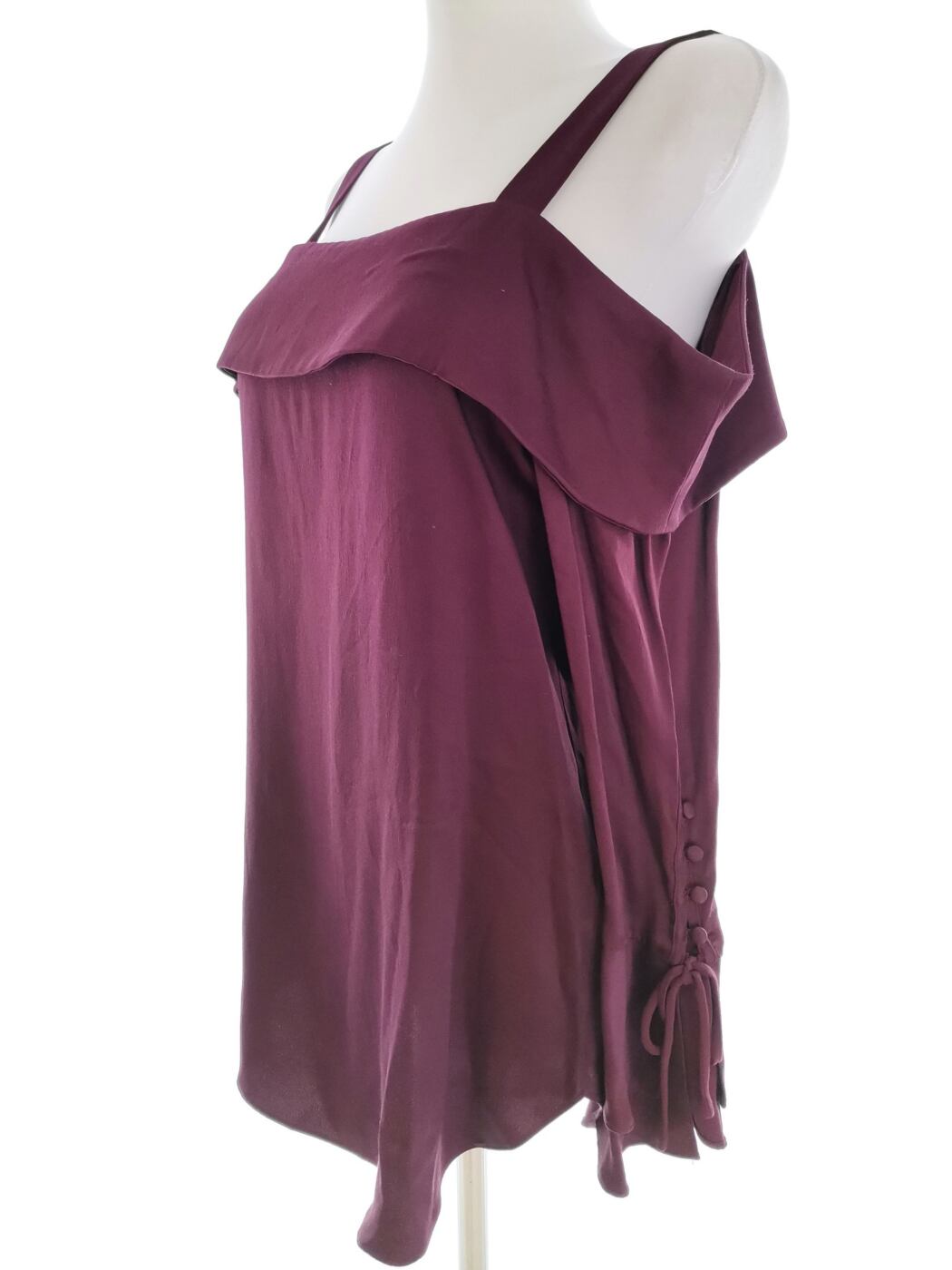 IMG_20210331_121634.jpg Mint Velvet Rozmiar 12 (40) Kolor Purpurowy Kwadratowy dekolt Bluzka Rękaw 3/4 Materiał Wiskoza 100%
