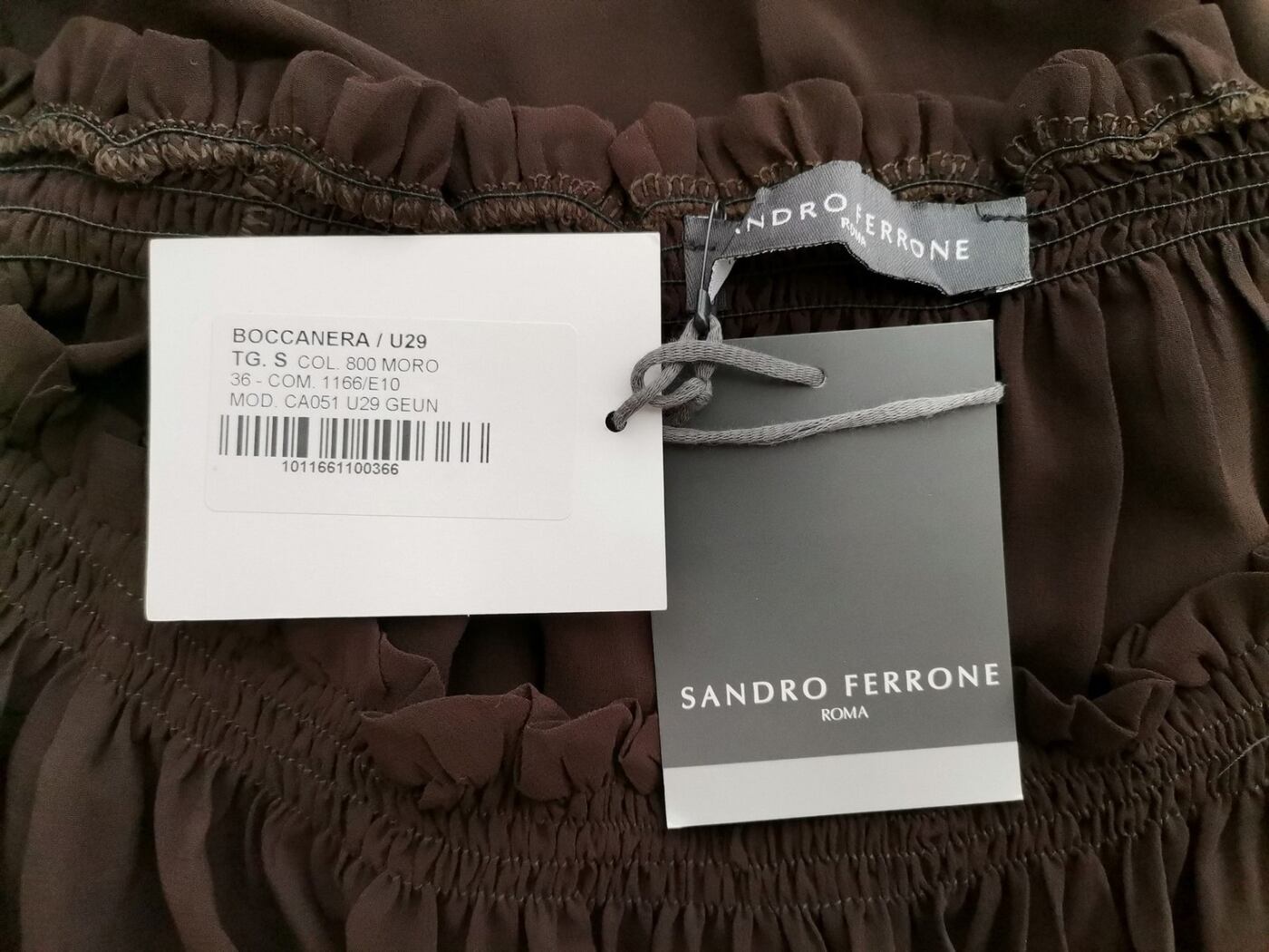 Sandro Ferrone Rozmiar S Kolor Brązowy W łódkę Tunika Bluzka Rękaw 3/4 Sandro Ferrone Rozmiar S Kolor Brązowy W łódkę Tunika Bluzka Rękaw 3/4