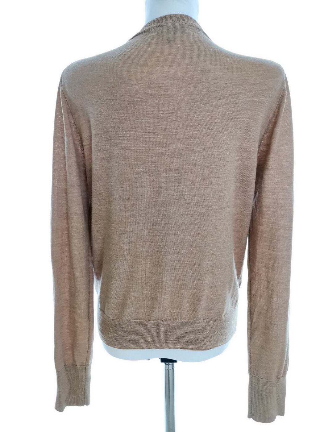 J.Crew Rozmiar L Kolor Brązowy Okrągły dekolt Kardigan Zapinany Długi rękaw Materiał Wełna Merino Cienka dzianina