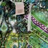 Vintage Rozmiar M Kolor Zielony Damask Paisley W serek Bluzka Krótki rękaw