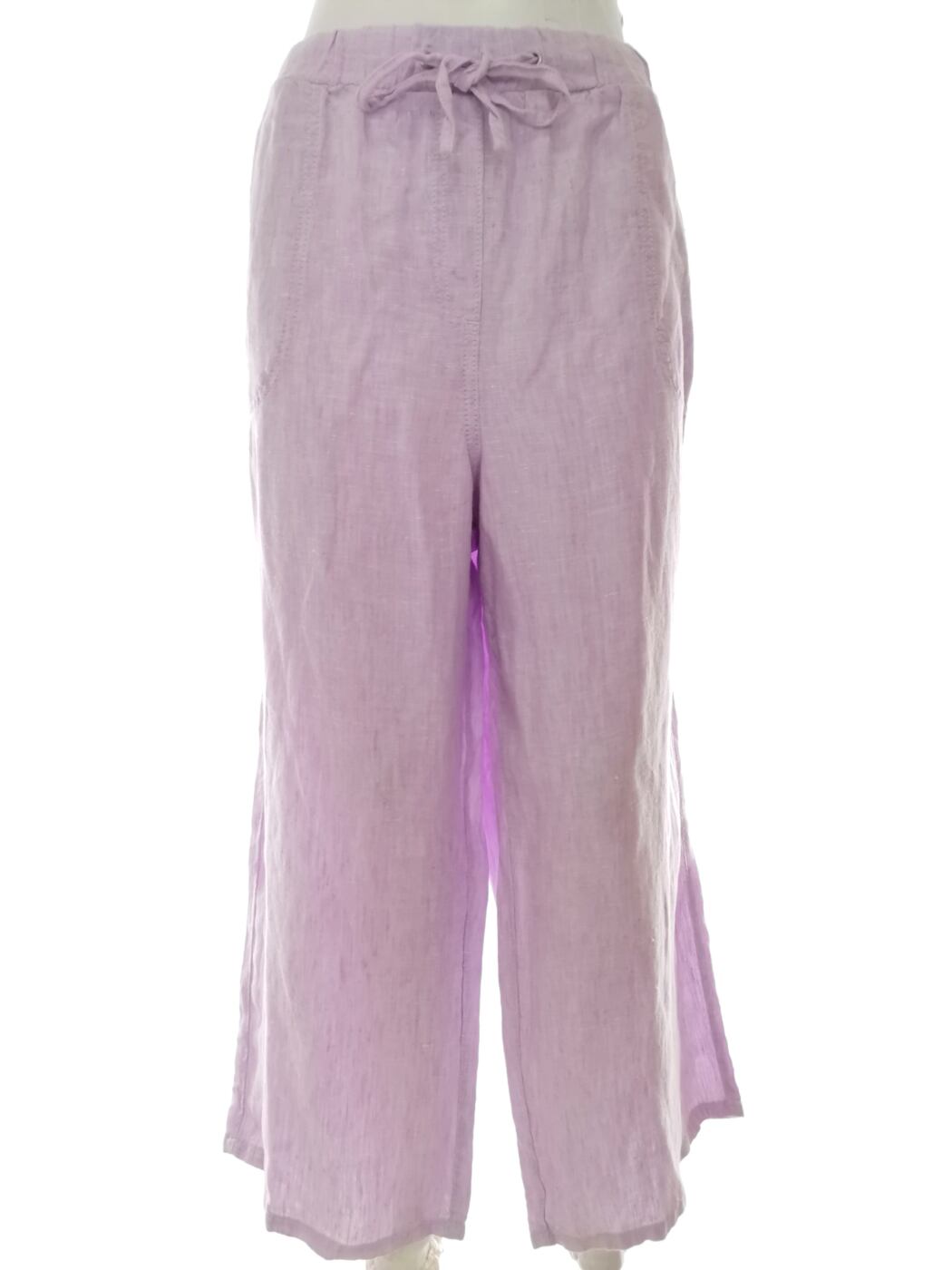Rozmiar 16 (44) Kolor Lawendowy Spodnie Casual Materiał Len 100%
