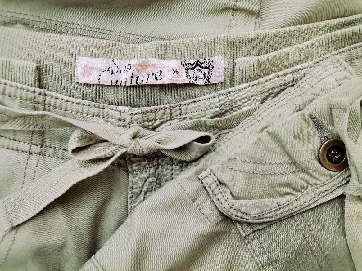 Sub Culture Rozmiar 36 Kolor Khaki Spodnie Casual Materiał Bawełna 100%
