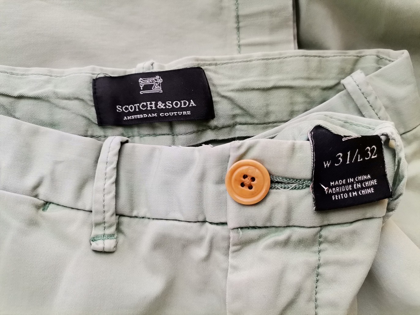 Rozmiar W31 L32 Kolor Miętowy Spodnie Casual Materiał Bawełna