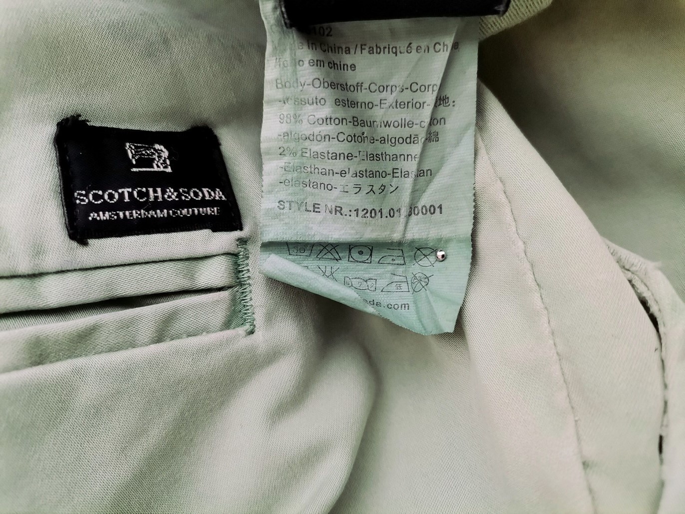 Rozmiar W31 L32 Kolor Miętowy Spodnie Casual Materiał Bawełna