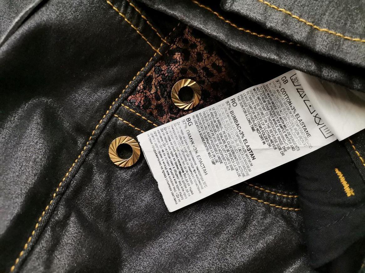 DEPLOY Rozmiar W 28 L34 Kolor Czarny Panterka Spodnie Casual Materiał Bawełna