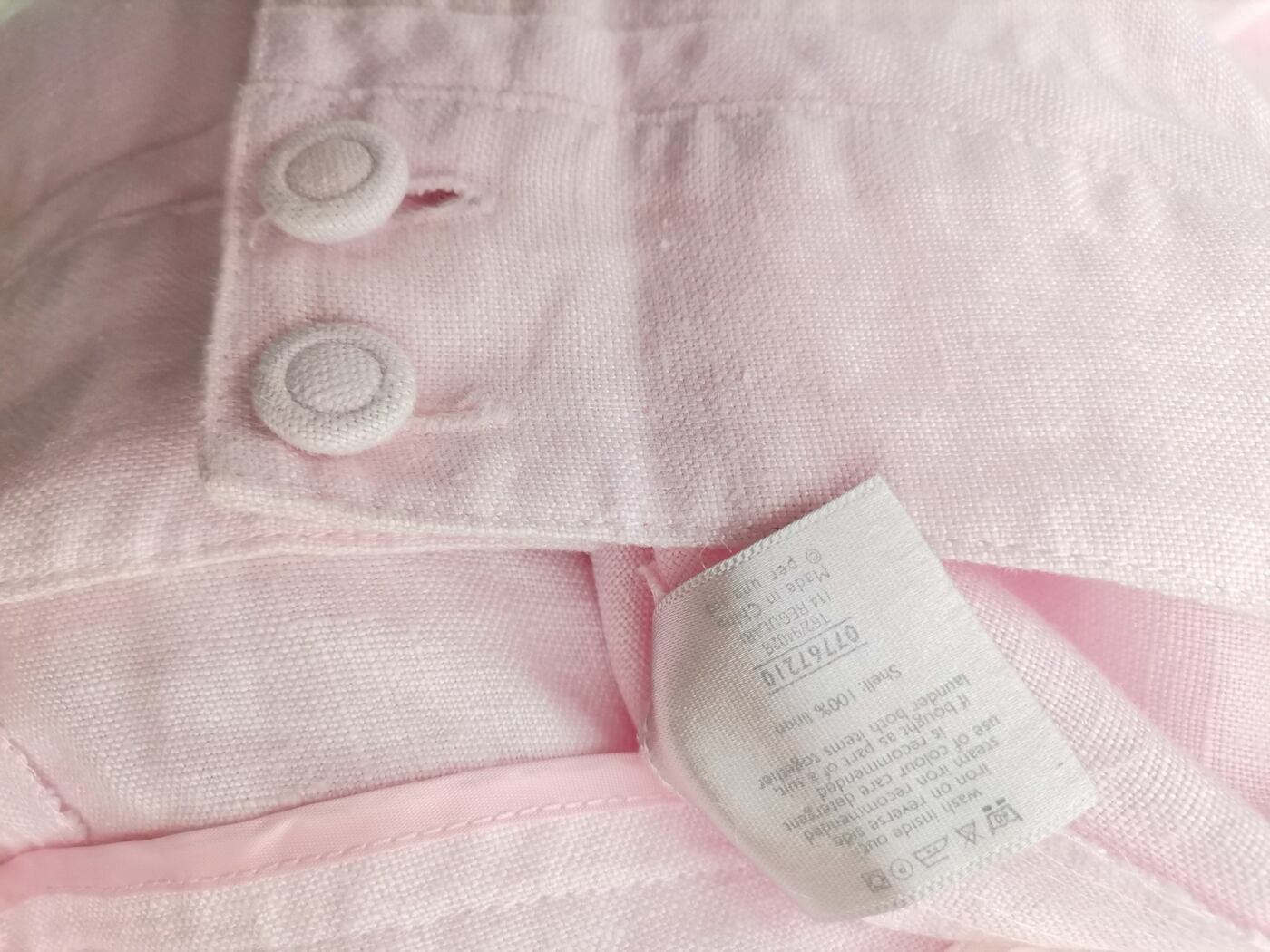 Rozmiar 14 (42) Kolor Pudrowy Róż Spodnie Casual Materiał Len 100%