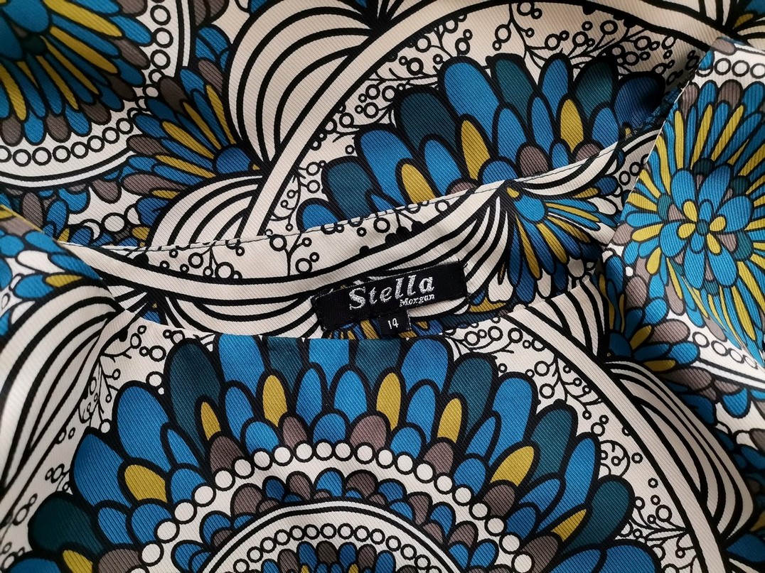 STELLA Rozmiar 14 (42) Kolor Niebieski Kwadratowy dekolt Sukienka A-Line Krótki rękaw Do Kolan STELLA Rozmiar 14 (42) Kolor Niebieski Kwadratowy dekolt Sukienka A-Line Krótki rękaw Do Kolan