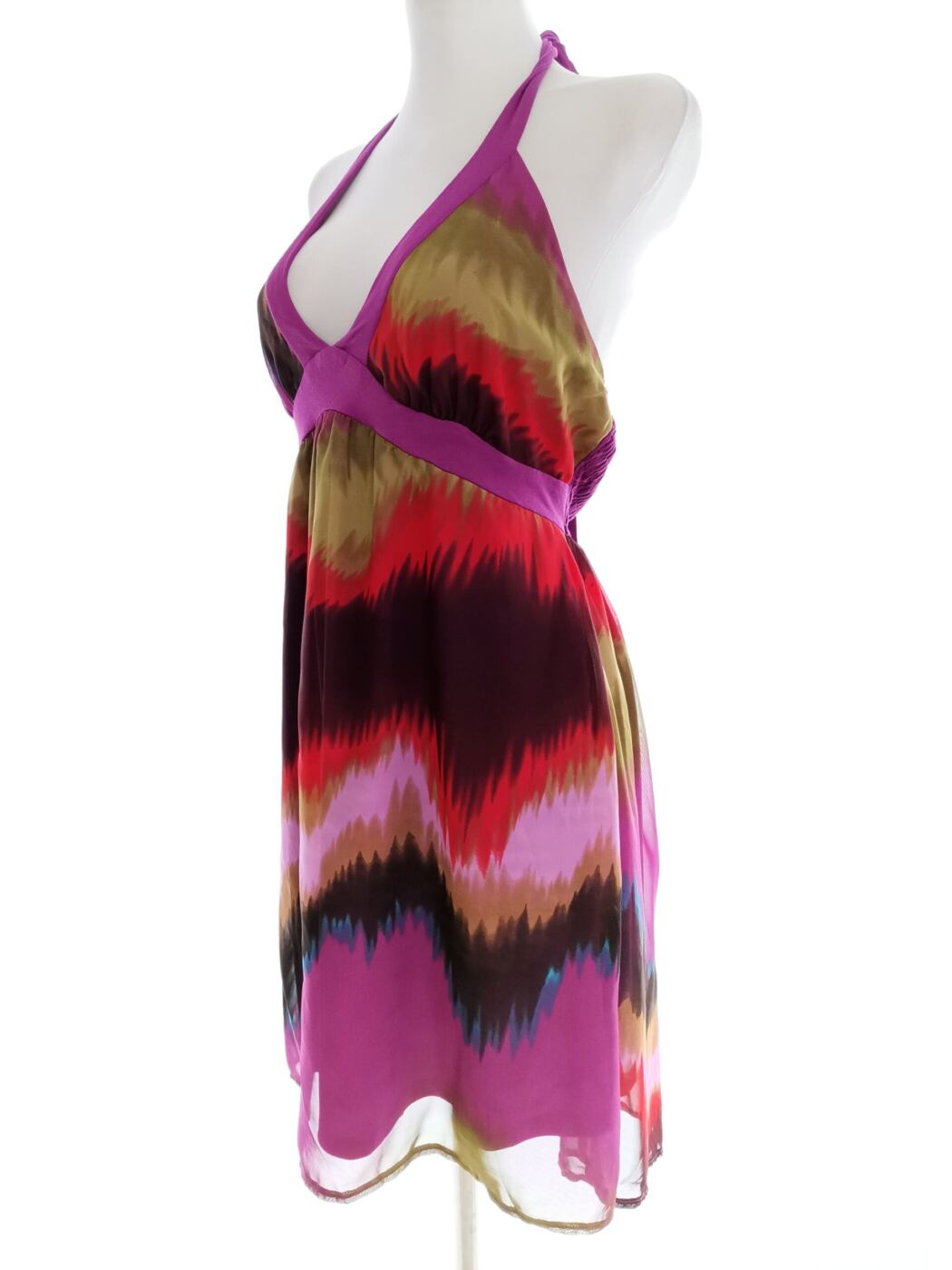 Dunnes Rozmiar 10 (38) Kolor Fioletowy Halter Sukienka A-Line Bezrękawnik Do Kolan Dunnes Rozmiar 10 (38) Kolor Fioletowy Halter Sukienka A-Line Bezrękawnik Do Kolan