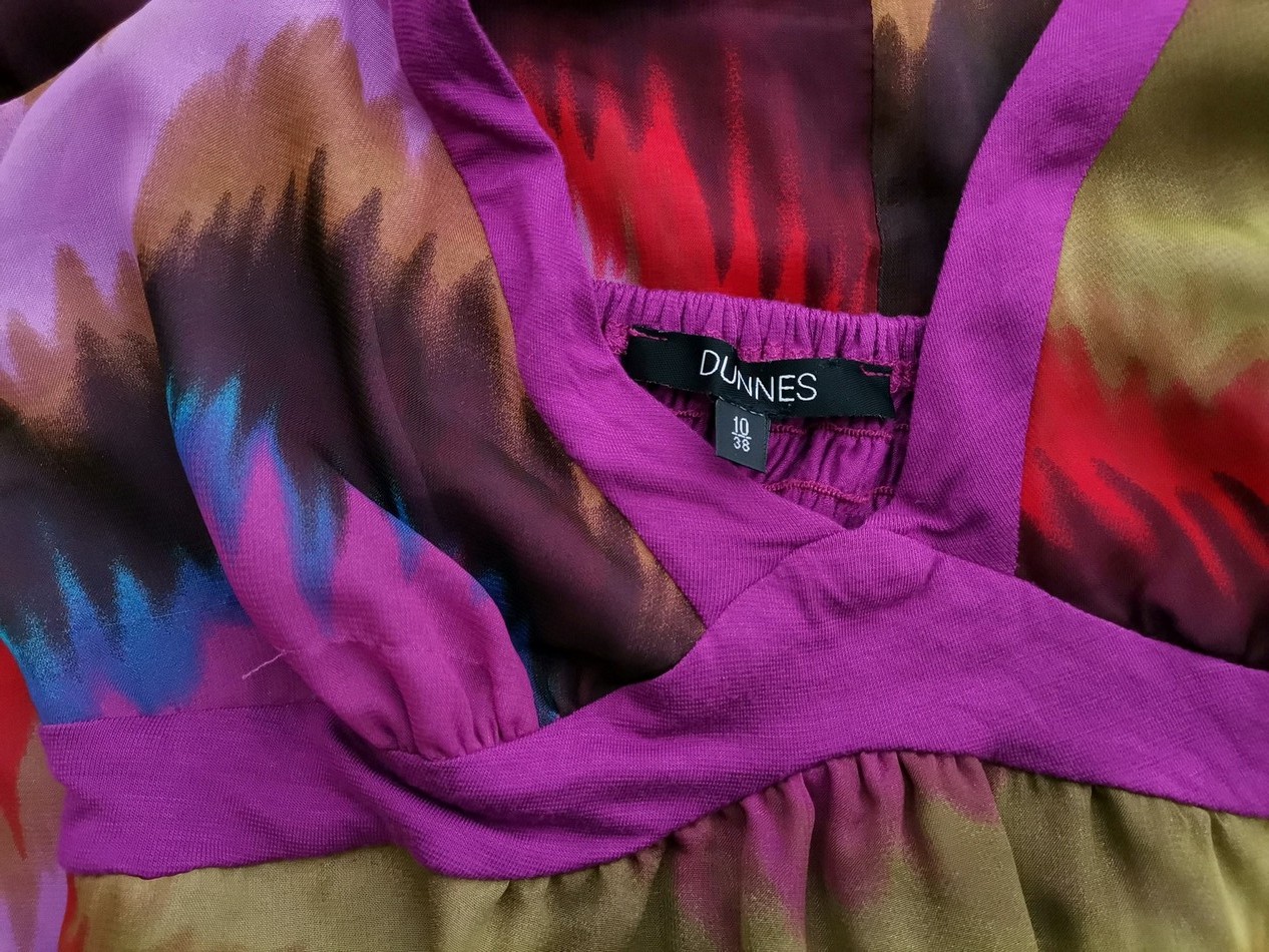 Dunnes Rozmiar 10 (38) Kolor Fioletowy Halter Sukienka A-Line Bezrękawnik Do Kolan Dunnes Rozmiar 10 (38) Kolor Fioletowy Halter Sukienka A-Line Bezrękawnik Do Kolan