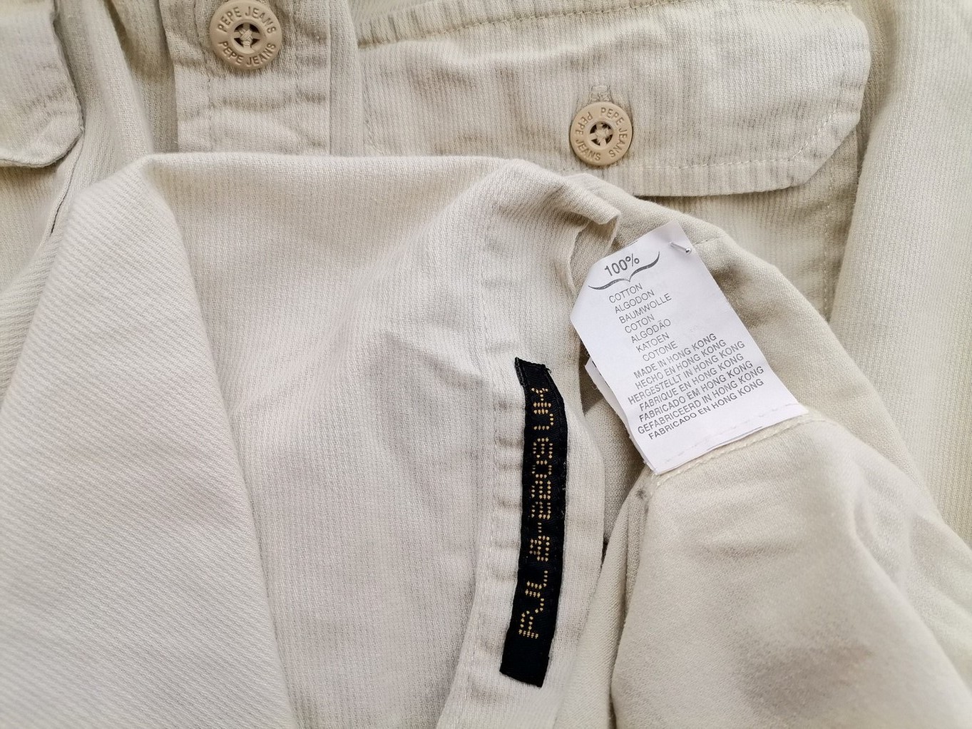 IMG_20210413_140247.jpg Pepe jeans Rozmiar XL Kolor Beżowy Kołnierz Męska Koszula Casual Krótki rękaw Materiał Bawełna 100%