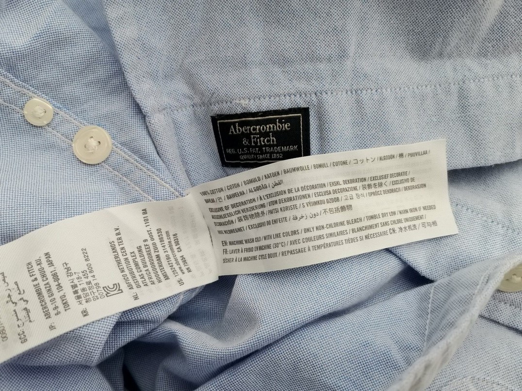 IMG_20210413_140645.jpg ABERCROMBIE & FITCH Rozmiar S Kolor Niebieski Kołnierz Męska Koszula Casual Długi rękaw Materiał Bawełna 100%