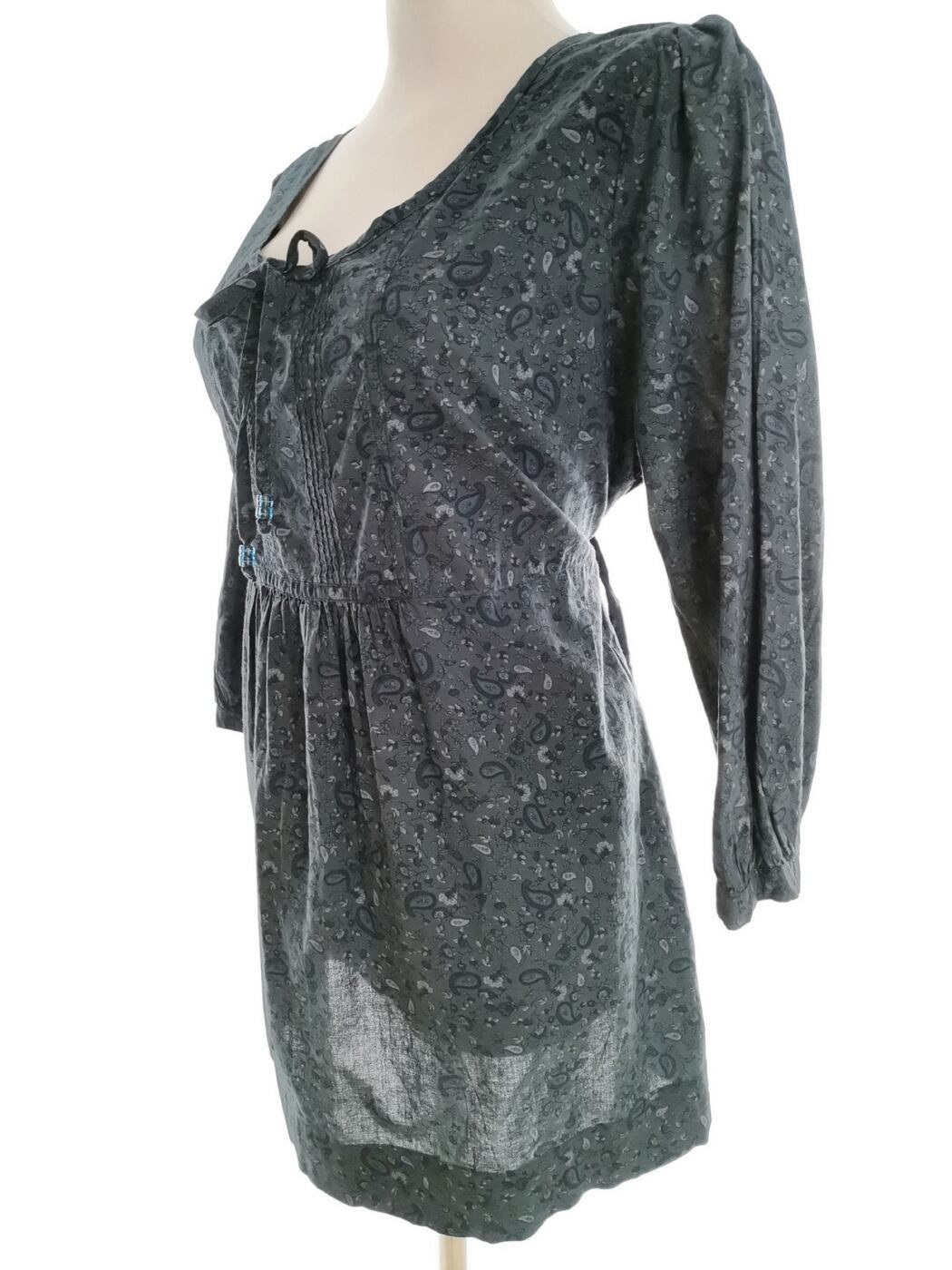 Vintage Rozmiar 42/44 Kolor Granatowy Okrągły dekolt Tunika Bluzka Rękaw 3/4 Vintage Rozmiar 42/44 Kolor Granatowy Okrągły dekolt Tunika Bluzka Rękaw 3/4