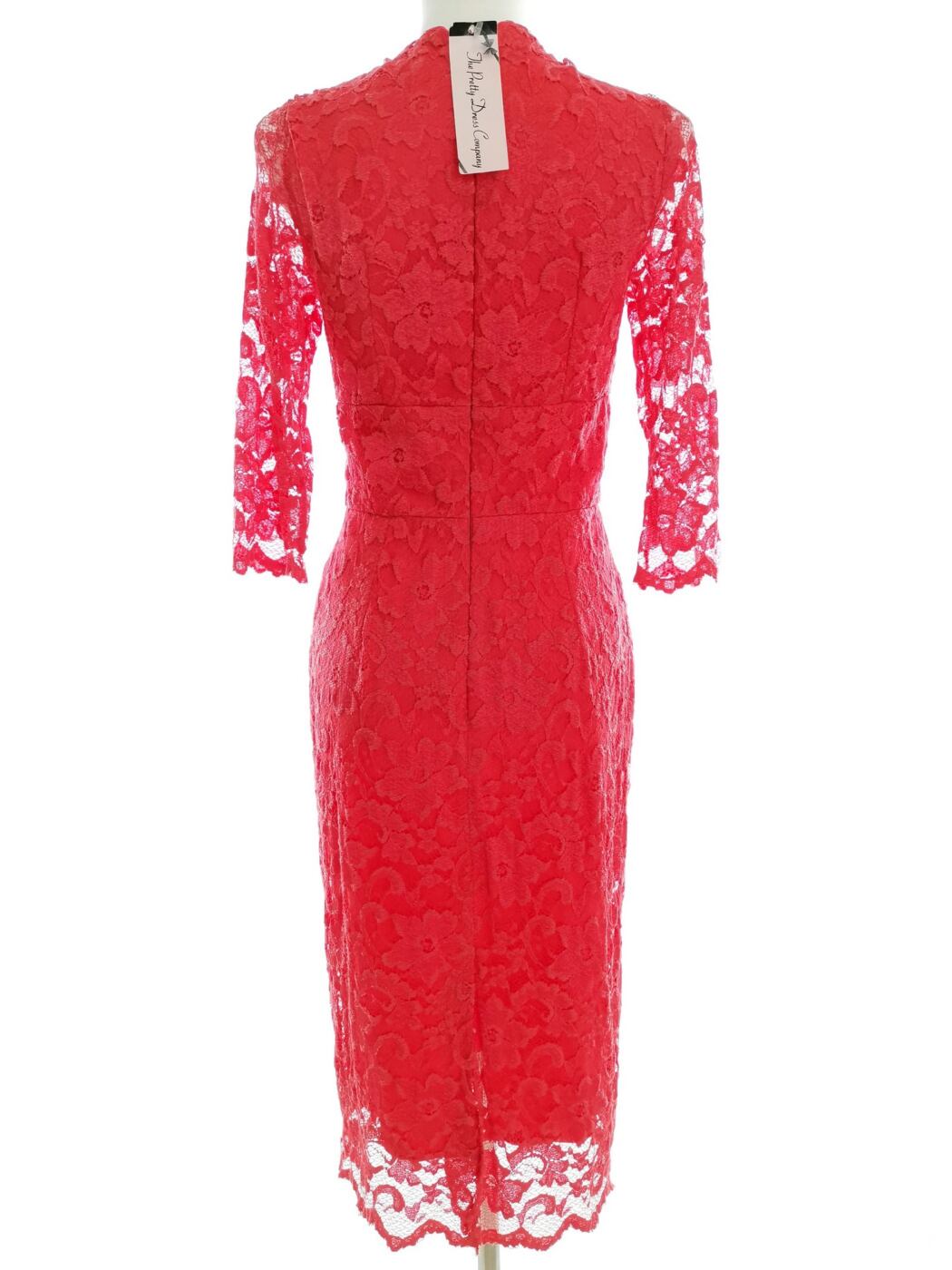 The Pretty Dress Company Rozmiar 14 (36) Kolor Pomarańczowy Kwadratowy dekolt Sukienka Ołówkowa Rękaw 3/4 Midi Materiał Wiskoza
