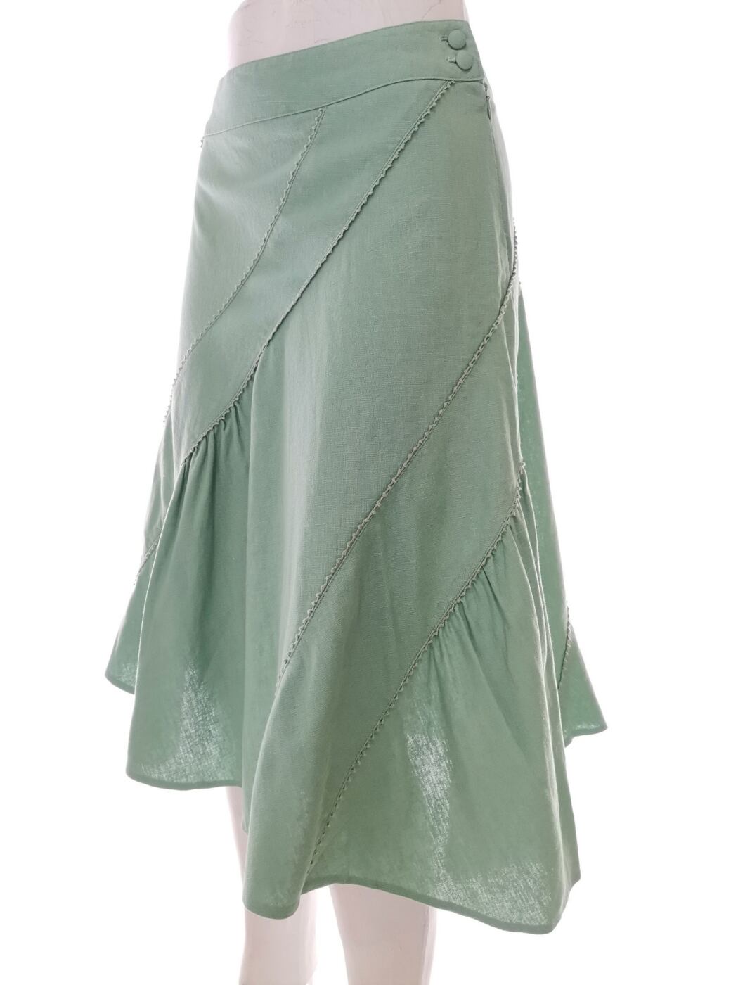 IMG_20210415_134343.jpg Topshop Rozmiar 10 (38) Kolor Miętowy A-Line Spódnica Midi Materiał Len