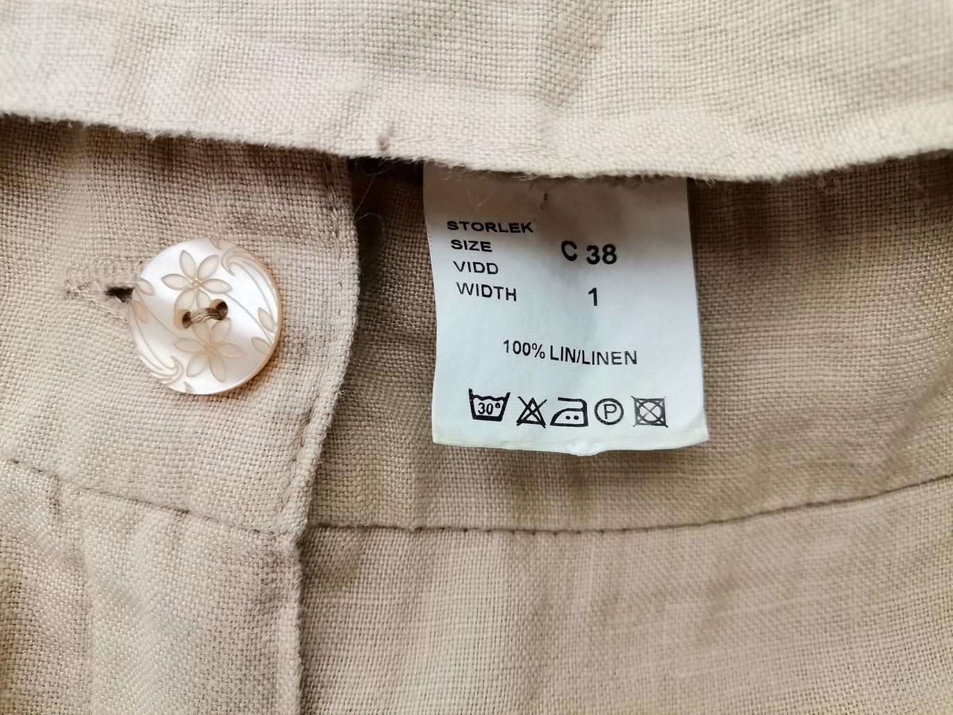 Gefa Rozmiar 38 Kolor Beżowy Spodnie Casual Materiał Len 100%