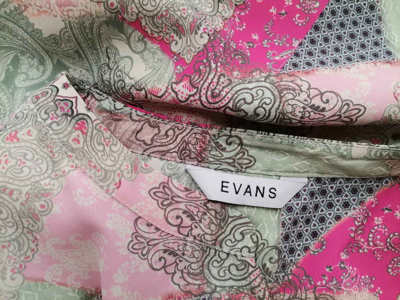 Evans Rozmiar 14 (44) Kolor Miętowy Damask Paisley Split Crew Neck Tunika Bluzka Rękaw 3/4 Evans Rozmiar 14 (44) Kolor Miętowy Damask Paisley Split Crew Neck Tunika Bluzka Rękaw 3/4