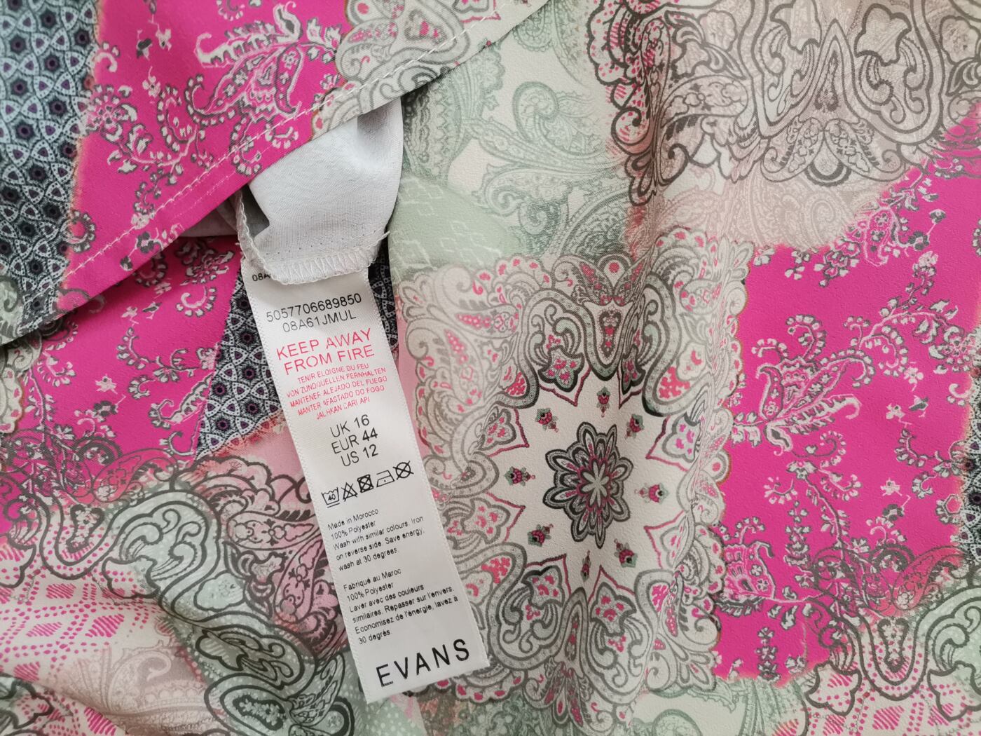 Evans Rozmiar 14 (44) Kolor Miętowy Damask Paisley Split Crew Neck Tunika Bluzka Rękaw 3/4 Evans Rozmiar 14 (44) Kolor Miętowy Damask Paisley Split Crew Neck Tunika Bluzka Rękaw 3/4