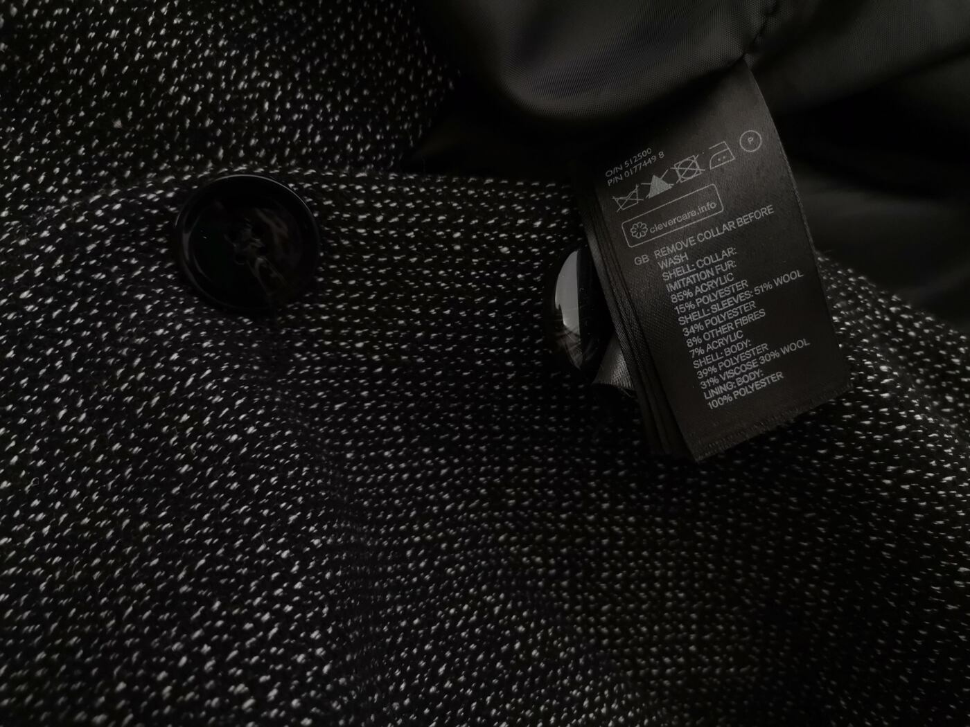 IMG_20210416_131450_r1.jpg H&m Rozmiar 42 Kolor Czarny Płaszcz Długi rękaw Materiał Wełna