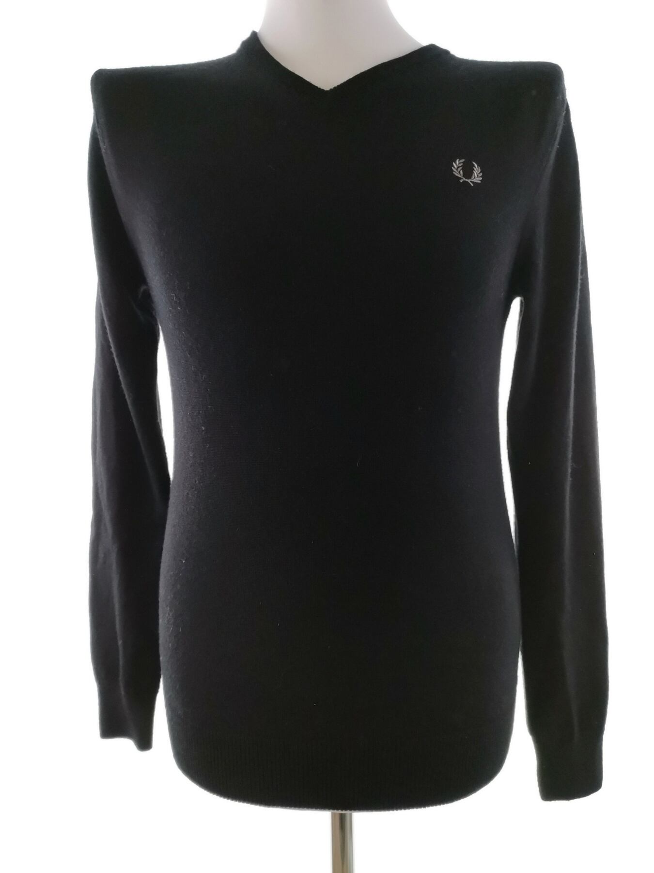 Fred Perry Rozmiar S Kolor Czarny Męski Sweter Długi rękaw Materiał Wełna Merino