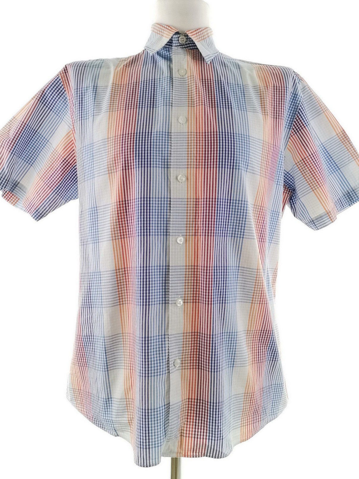 BEN SHERMAN Rozmiar 3 (L) Kolor Kolorowa Pasy Kołnierz Męska Koszula Casual Krótki rękaw Materiał Bawełna 100%