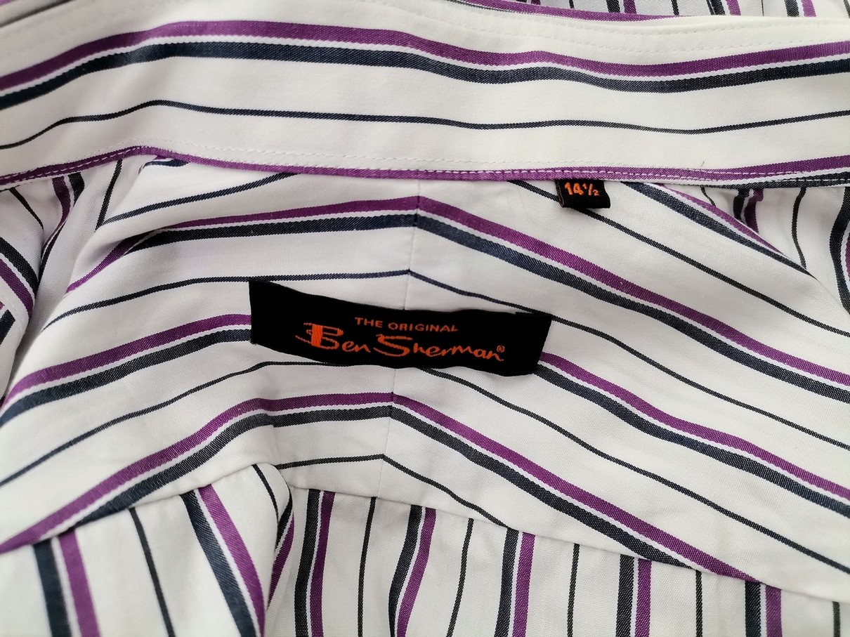 IMG_20210419_120306.jpg BEN SHERMAN Rozmiar 14,5 (38) Kolor Biały Pasy Kołnierz Męska Koszula Elegancka Długi rękaw Materiał Bawełna 100%