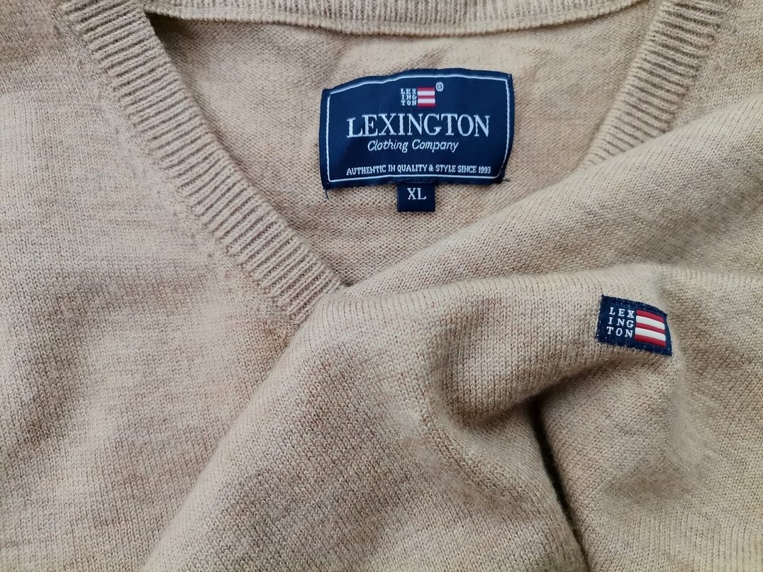 IMG_20210419_125224.jpg Lexington Rozmiar XL Kolor Beżowy Męski Sweter Długi rękaw Materiał Wełna Merino