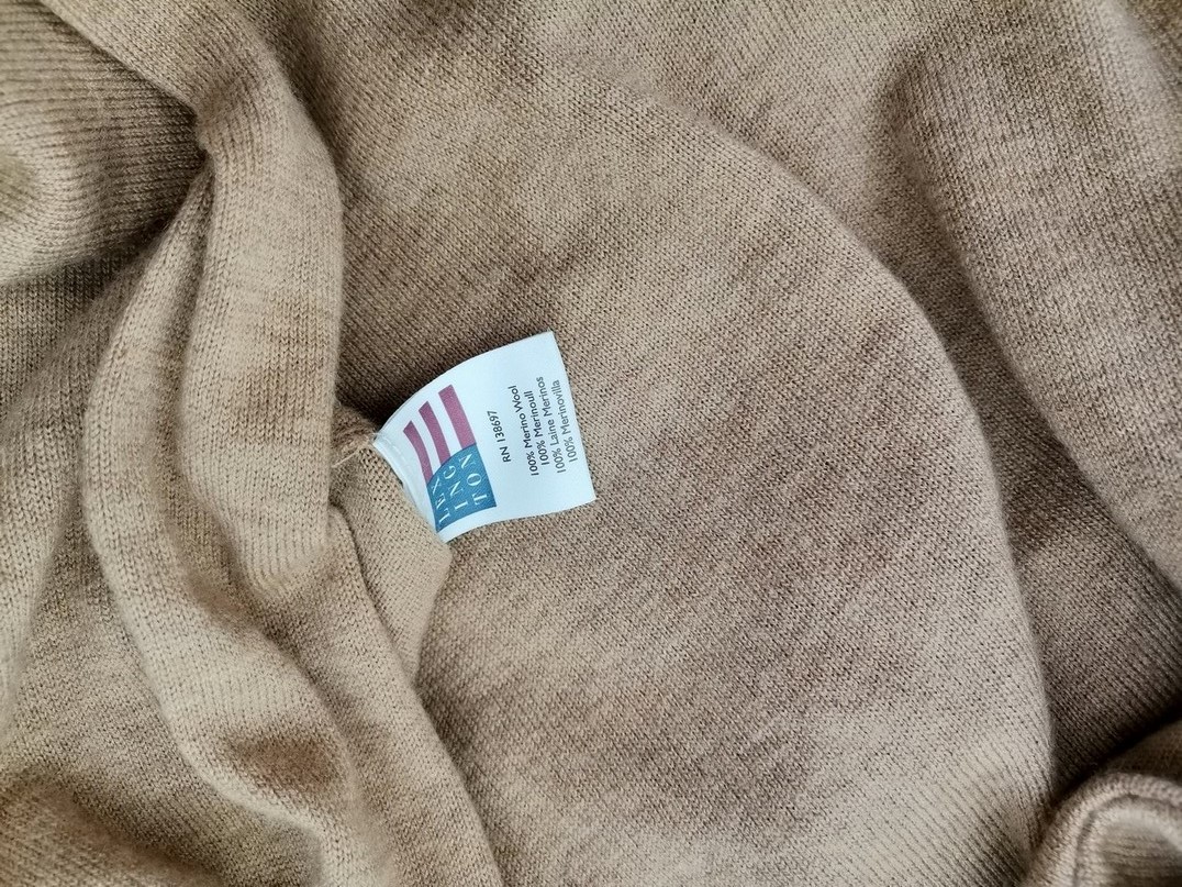 IMG_20210419_125240.jpg Lexington Rozmiar XL Kolor Beżowy Męski Sweter Długi rękaw Materiał Wełna Merino
