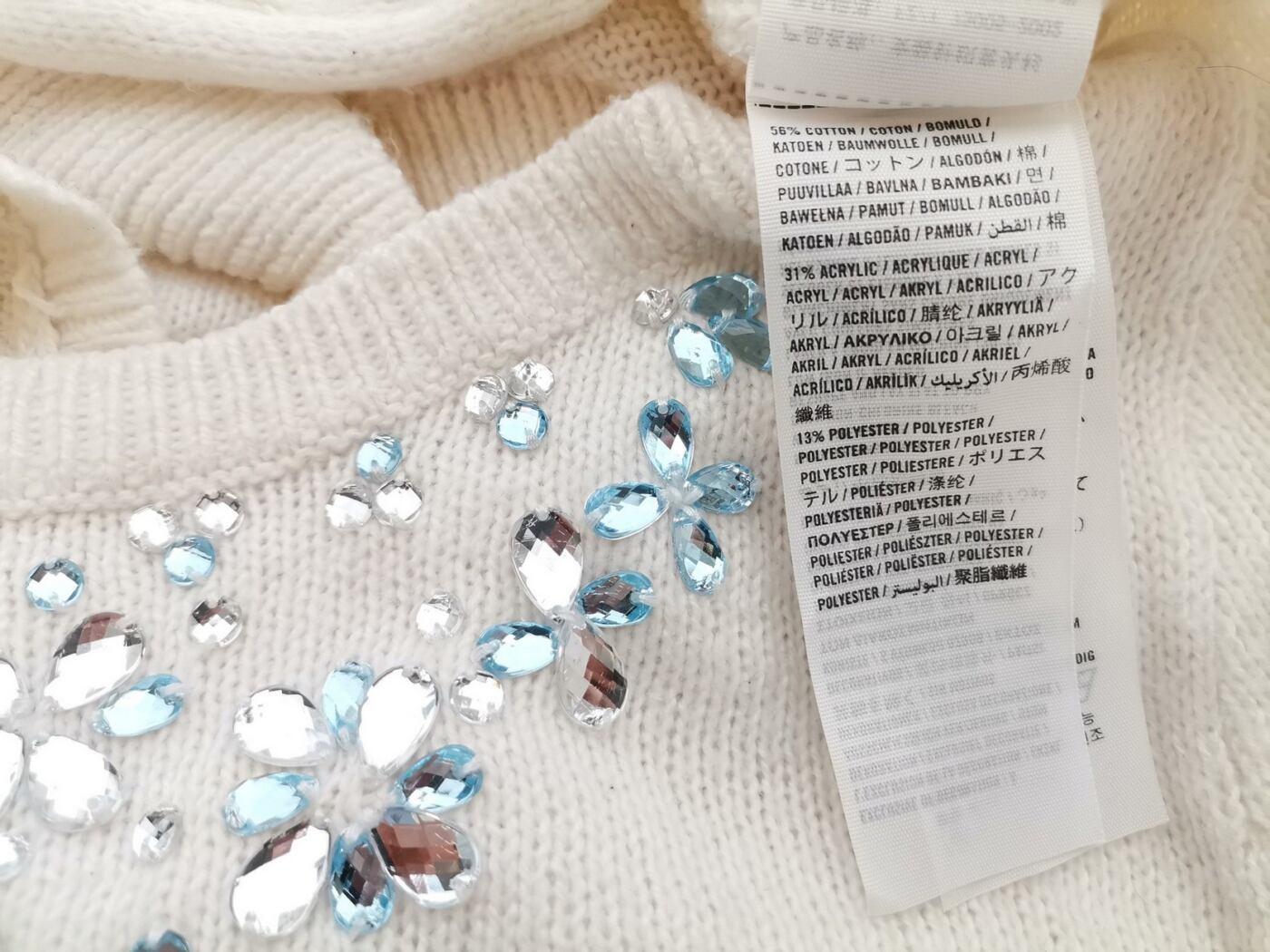 Hollister Rozmiar XS Kolor Kremowy Okrągły dekolt Sweter Długi rękaw Materiał Bawełna Cienka dzianina