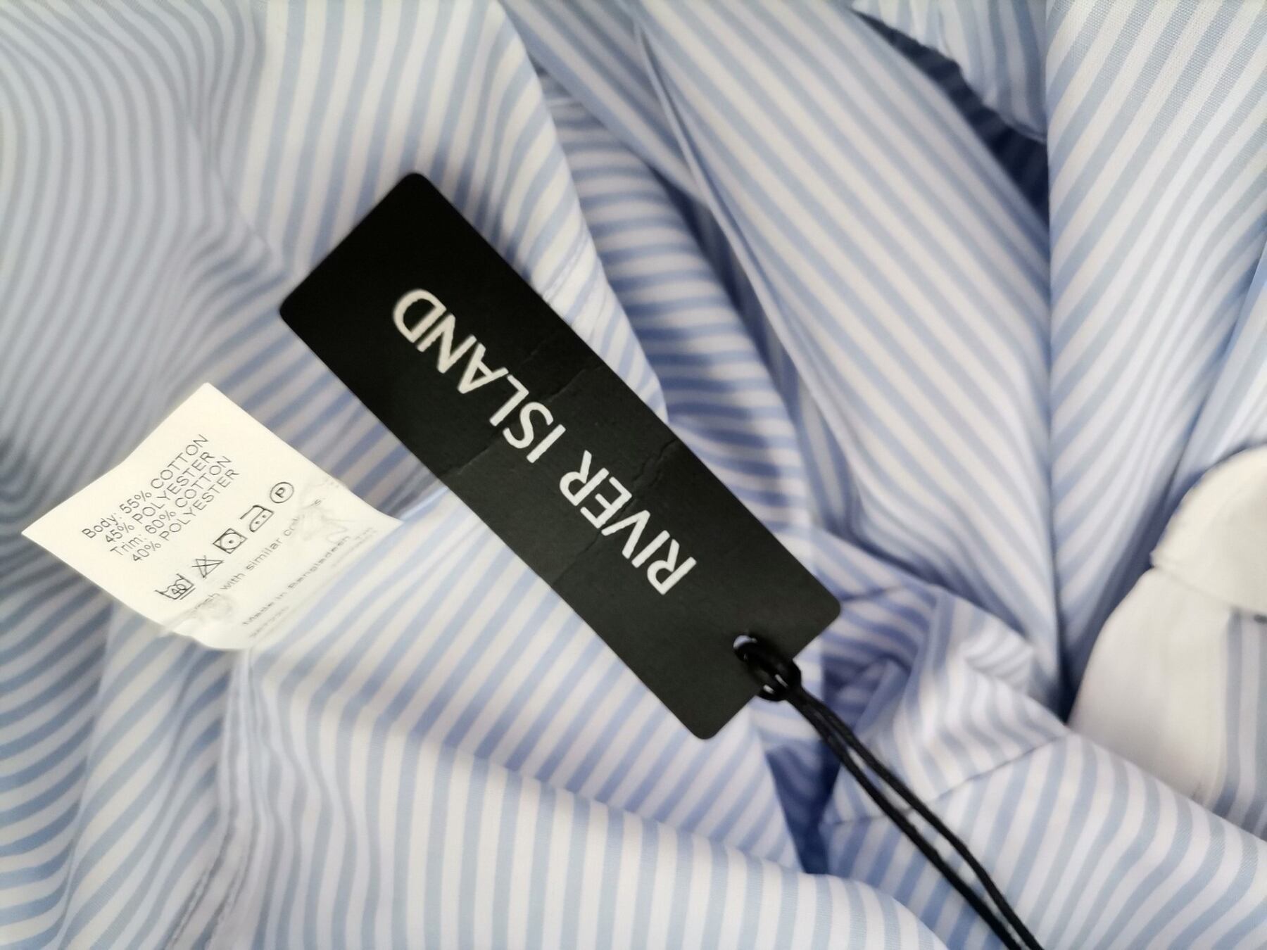 IMG_20210419_132118.jpg River island Rozmiar S Kolor Niebieski Pasy Kołnierz Męska Koszula Casual Długi rękaw Materiał Bawełna