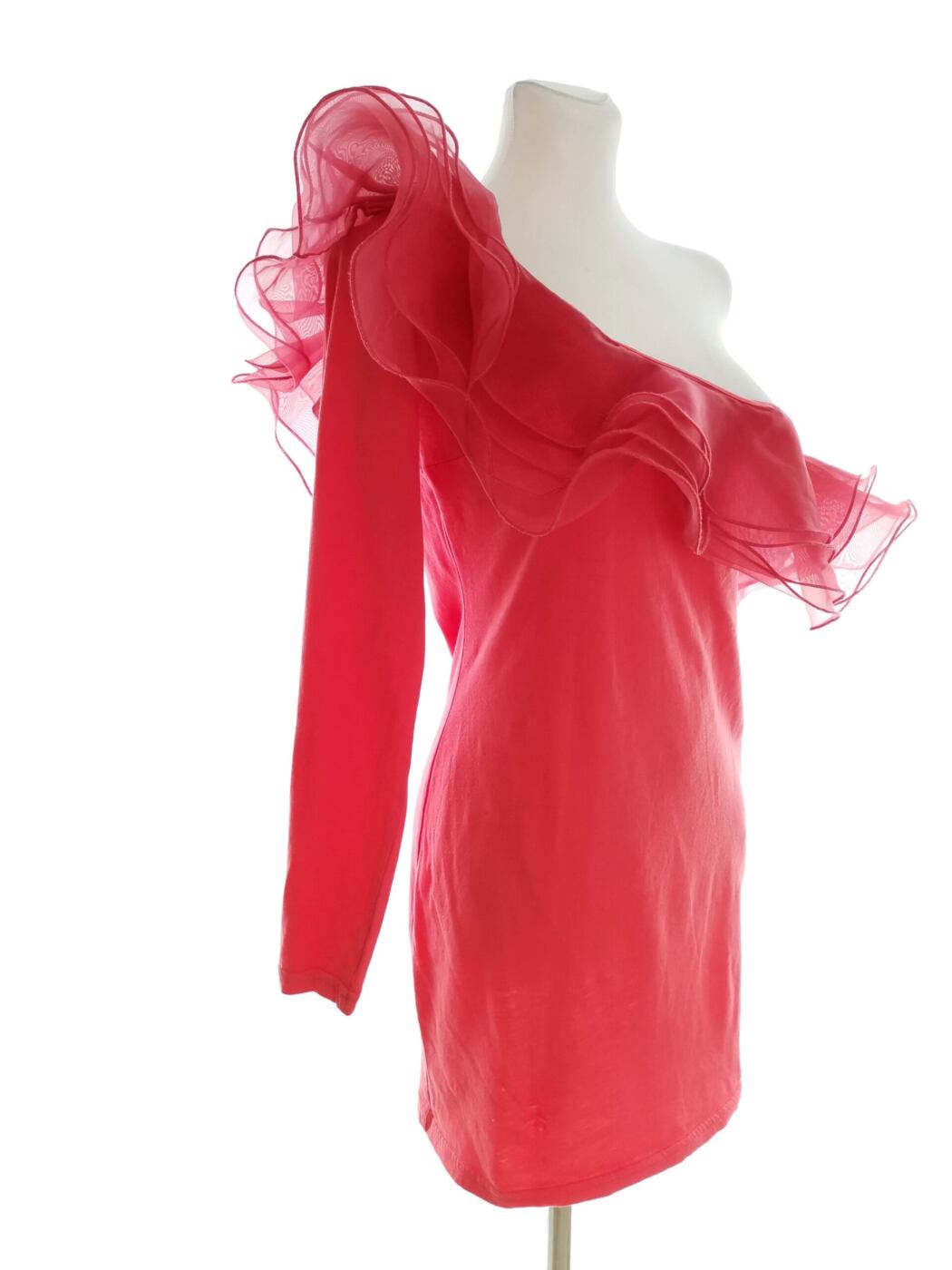 Rare Rozmiar 12 (40) Kolor Różowy Na Jedno Ramię Sukienka Bodycon Długi rękaw Krótka Materiał Bawełna 100% Rare Rozmiar 12 (40) Kolor Różowy Na Jedno Ramię Sukienka Bodycon Długi rękaw Krótka Materiał Bawełna 100%