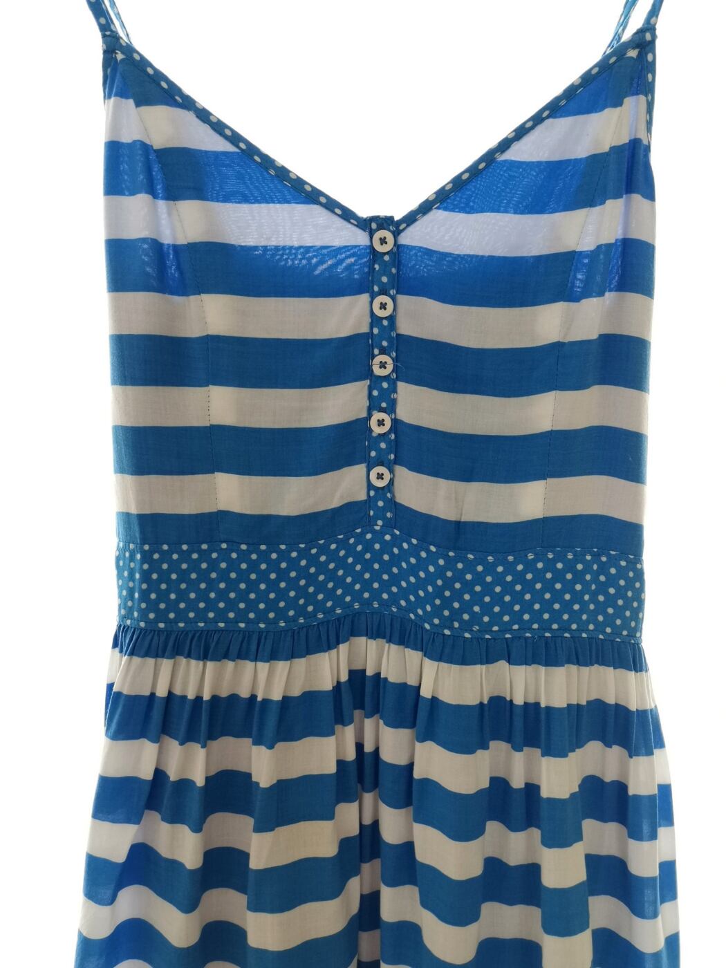 Hollister Rozmiar XS Kolor Niebieski Pasy W serek Tunika Bluzka Bezrękawnik Materiał Wiskoza 100% Hollister Rozmiar XS Kolor Niebieski Pasy W serek Tunika Bluzka Bezrękawnik Materiał Wiskoza 100%