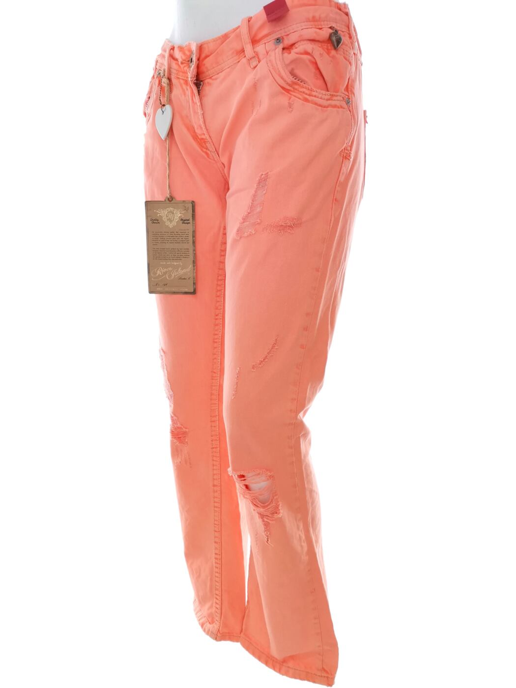 River island Rozmiar 10 (36) Kolor Pomarańczowy Spodnie Casual Materiał Bawełna 100%