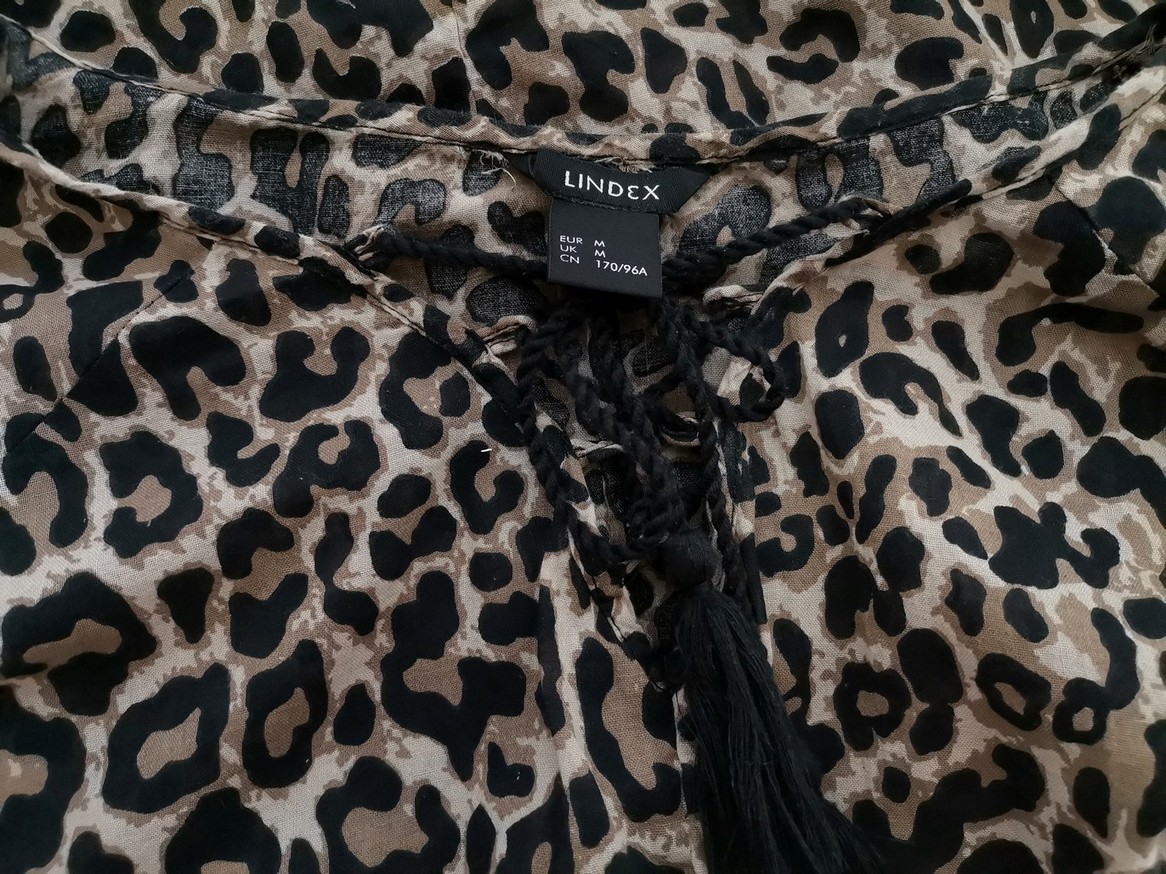 IMG_20210422_102823.jpg Lindex Rozmiar M Kolor Brązowy Panterka Keyhole Crew Neck Bluzka Długi rękaw Materiał Bawełna 100%