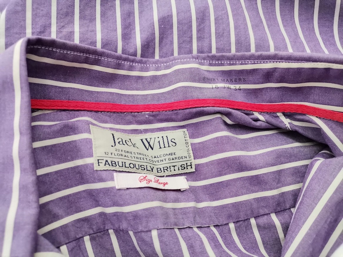 IMG_20210422_113019.jpg Jack Wills Rozmiar L Kolor Fioletowy Pasy Kołnierz Męska Koszula Casual Długi rękaw Materiał Bawełna 100%
