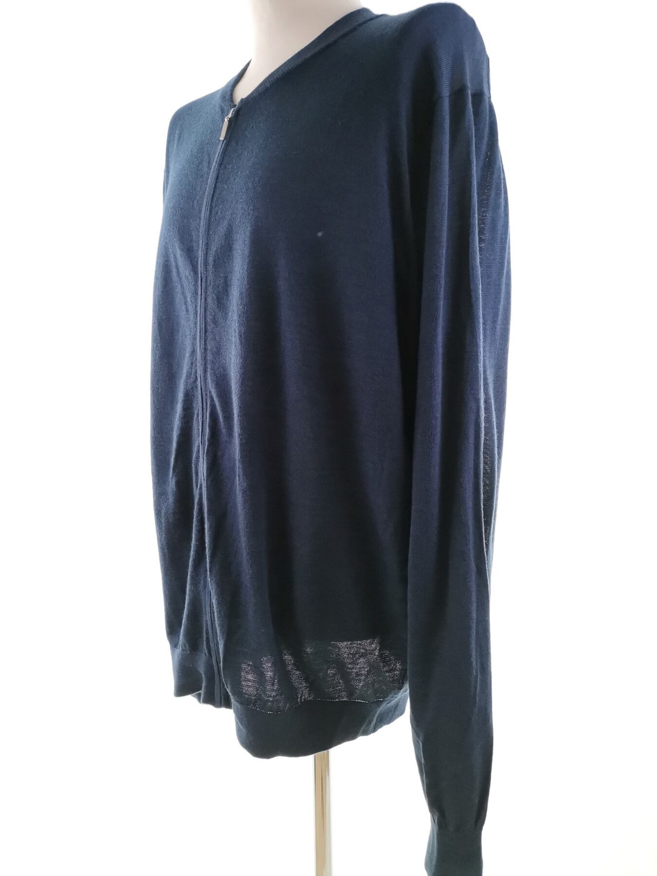Dressmann Rozmiar 3XL Kolor Granatowy Męski Sweter Rozpinany Długi rękaw Materiał Wełna Merino