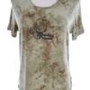 Anna Menotti Rozmiar M Kolor Khaki Okrągły dekolt T-Shirt Krótki rękaw Materiał Wiskoza