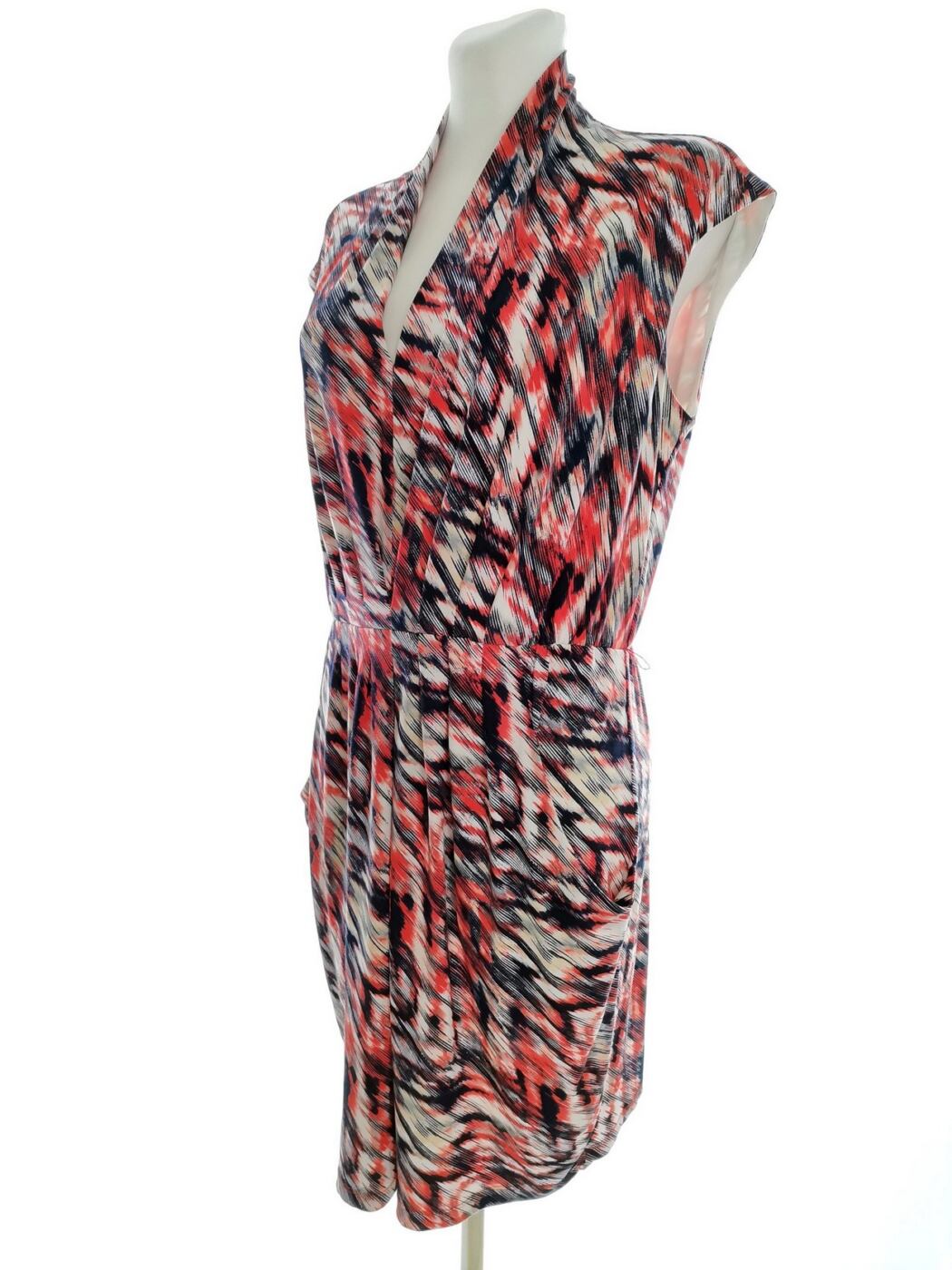 Cynthia Rowley Rozmiar 8 (36) Kolor Granatowy Drapowany dekolt Sukienka Bodycon Bezrękawnik Do Kolan