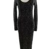 Oasis Rozmiar M Kolor Czarny Dekolt U Sukienka Bodycon Długi rękaw Midi Materiał Wiskoza