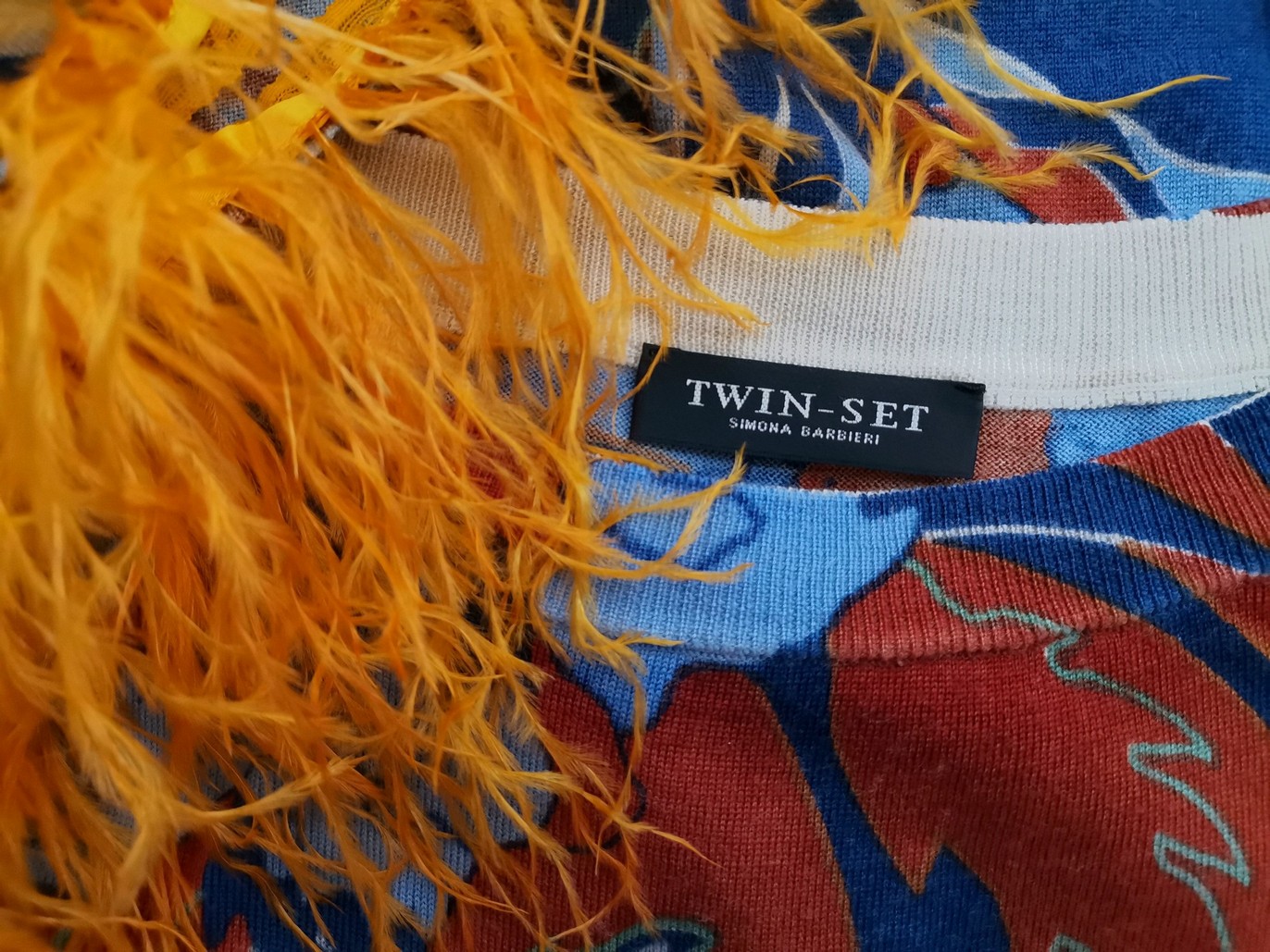 Twin set Simona Barbieri Rozmiar 38/40 Kolor Pomarańczowy W łódkę Sukienka Prostokątna Długi rękaw Do Kolan Twin set Simona Barbieri Rozmiar 38/40 Kolor Pomarańczowy W łódkę Sukienka Prostokątna Długi rękaw Do Kolan