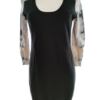 Karen MILLEN Rozmiar 3 (38) Kolor Granatowy Okrągły dekolt Sukienka Bodycon Rękaw 3/4 Do Kolan Materiał Bawełna 100%