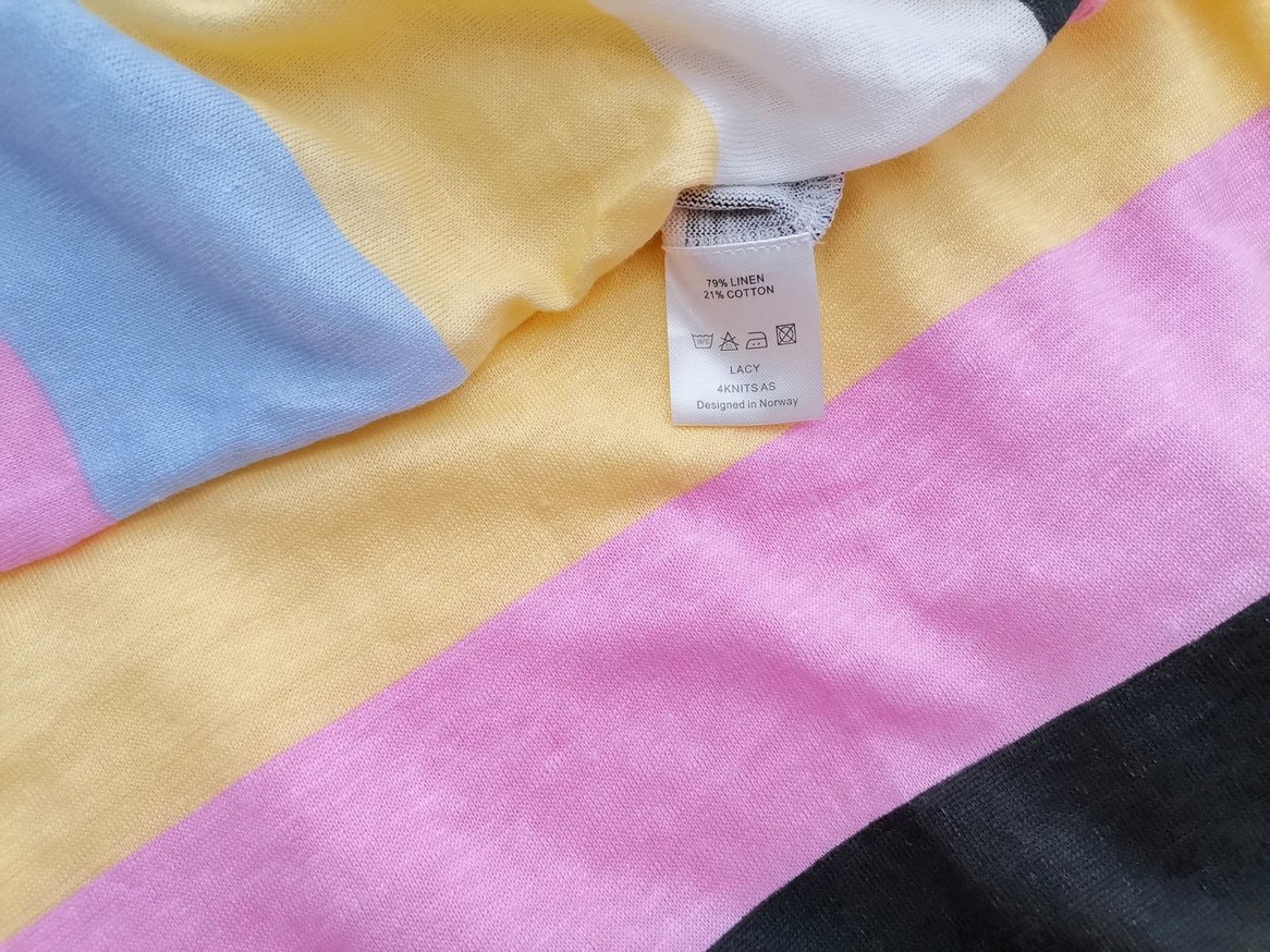 Close To My Heart Rozmiar XL Kolor Kolorowa Pasy W serek Sukienka Prostokątna Bezrękawnik Midi Materiał Len