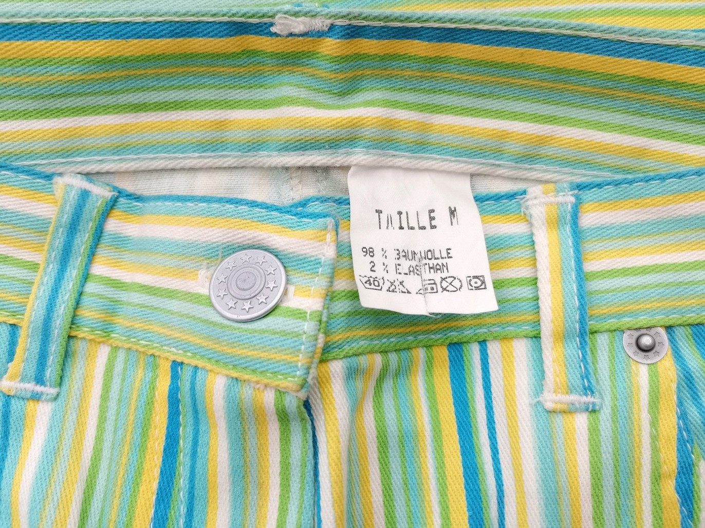 IMG_20210423_151046.jpg Vintage Rozmiar M Kolor Zielony Pasy Spodnie Casual Materiał Bawełna